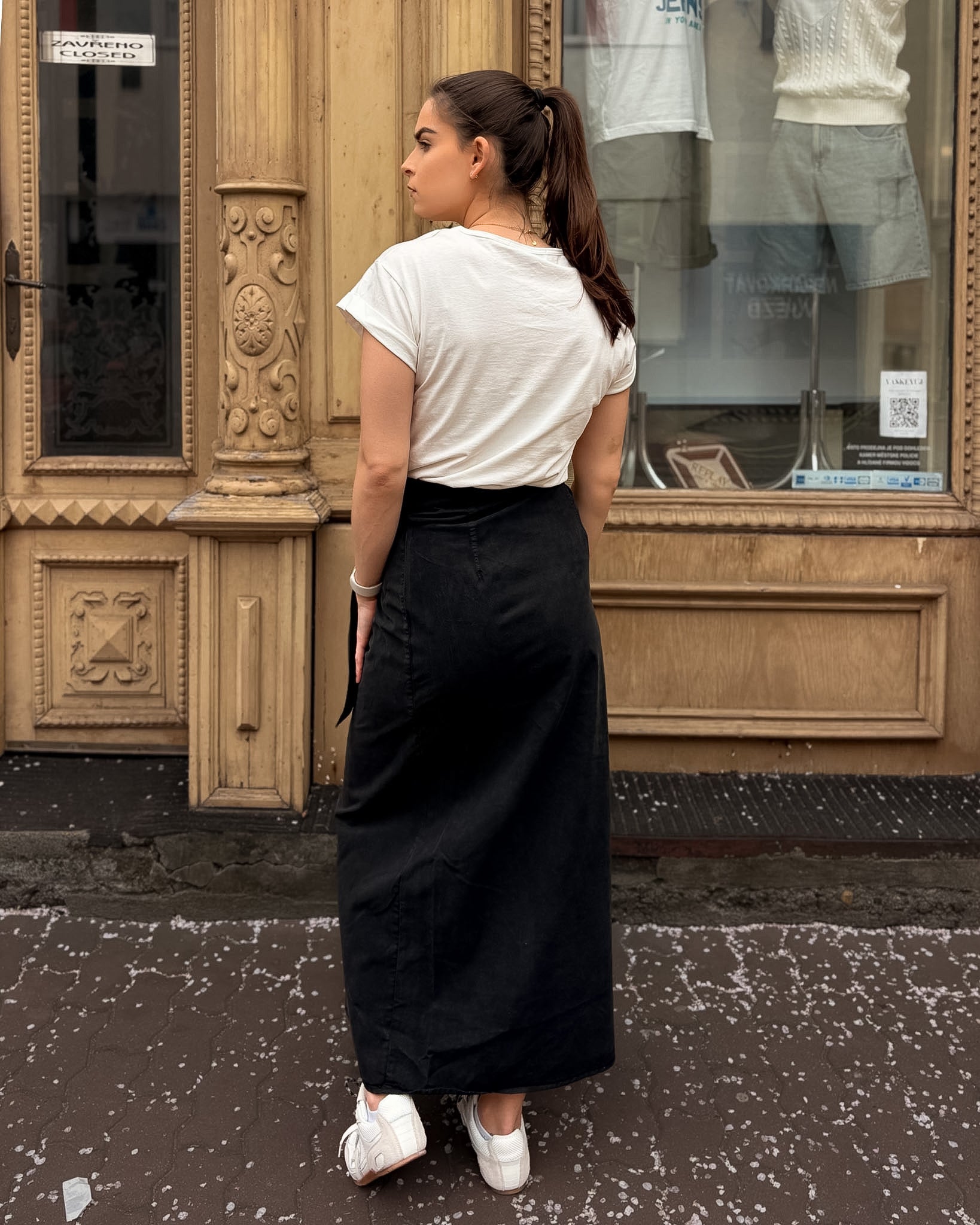 DLOUHÁ SUKNĚ REPLAY Z KEPRU S DRAPÉRIÍ 