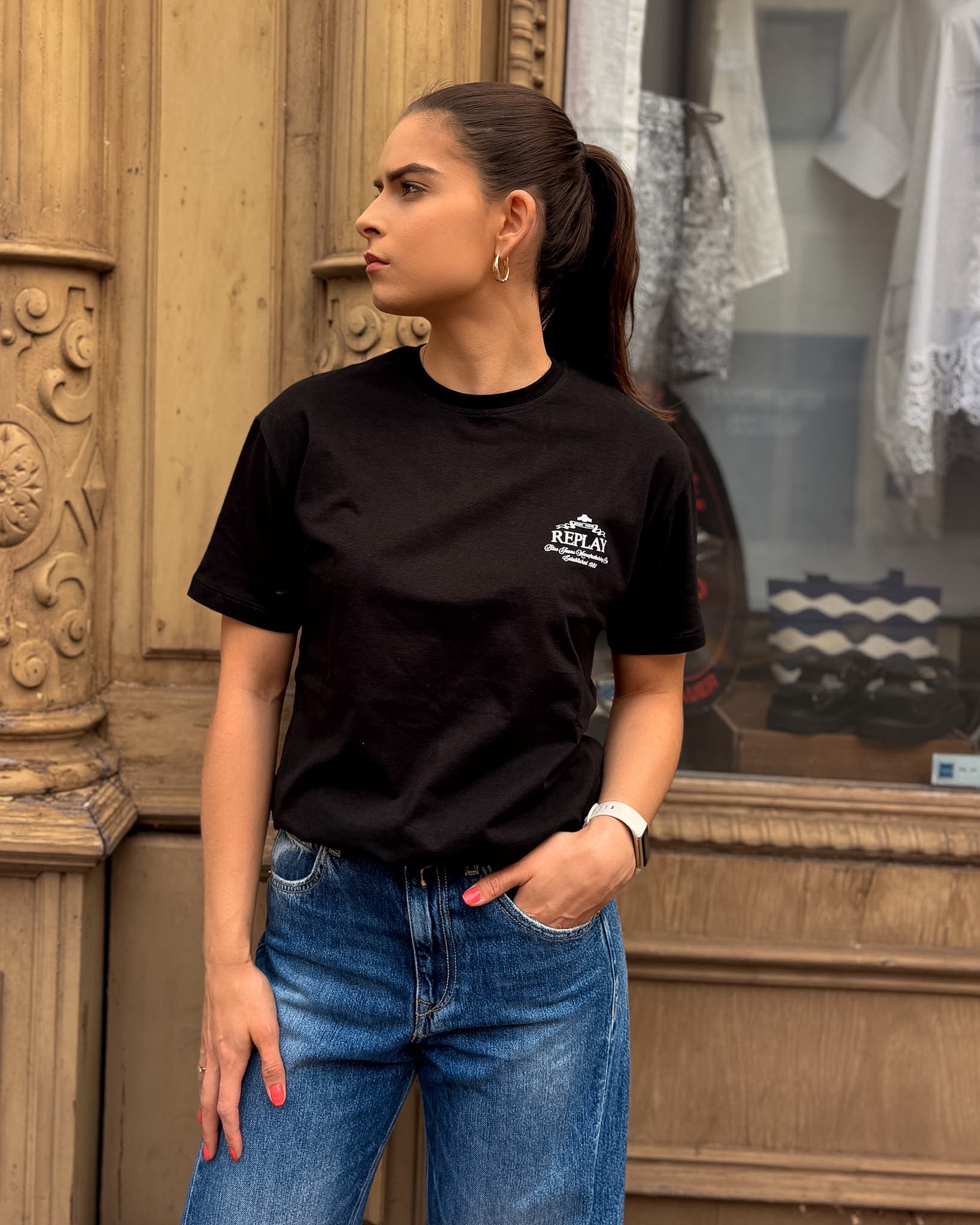 REPLAY WOMEN'S T-SHIRT WITH ARCHIVE LOGO