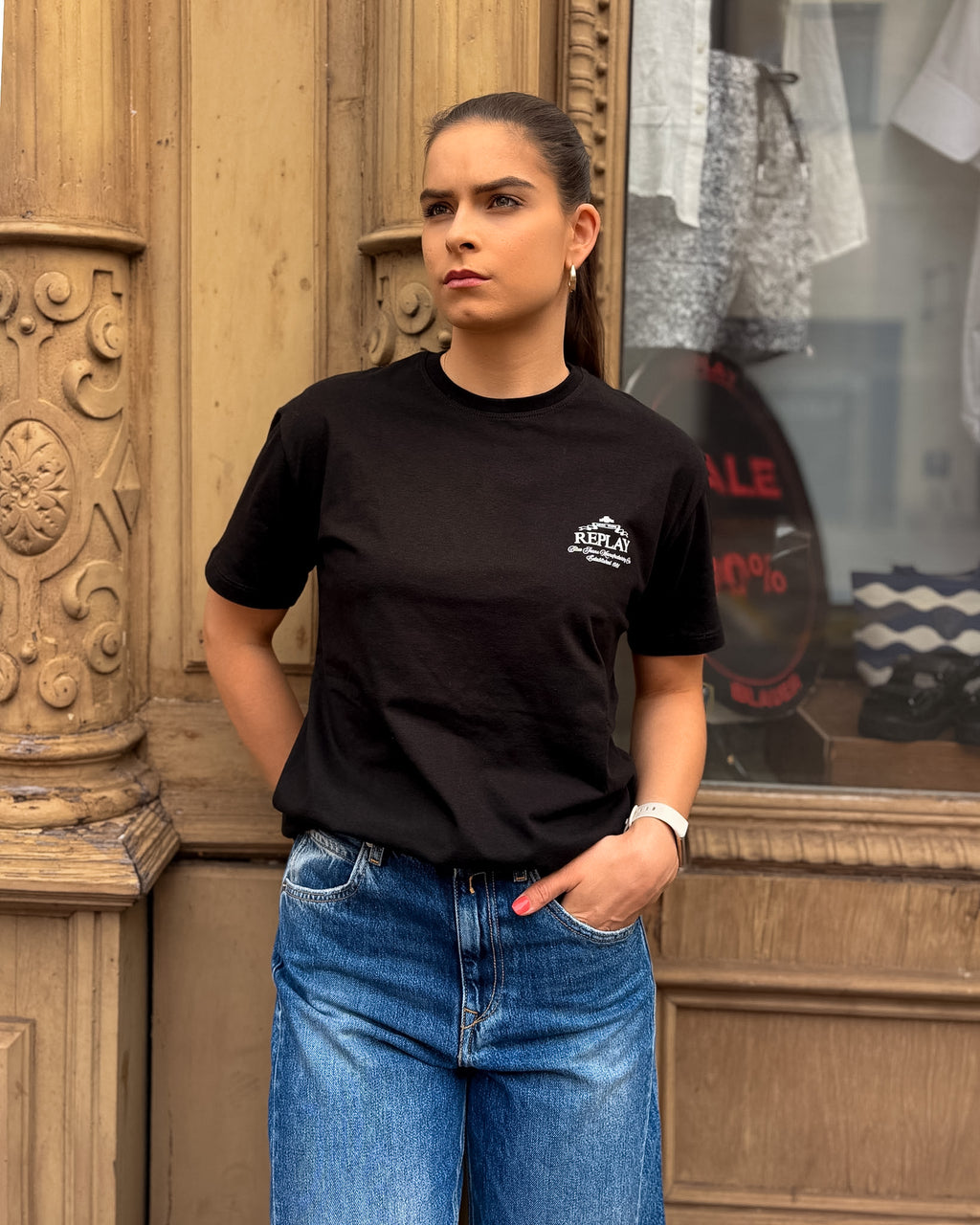 DÁMSKE TRIČKO REPLAY S ARCHÍVNYM LOGOM - W002G .001.00QMJ
