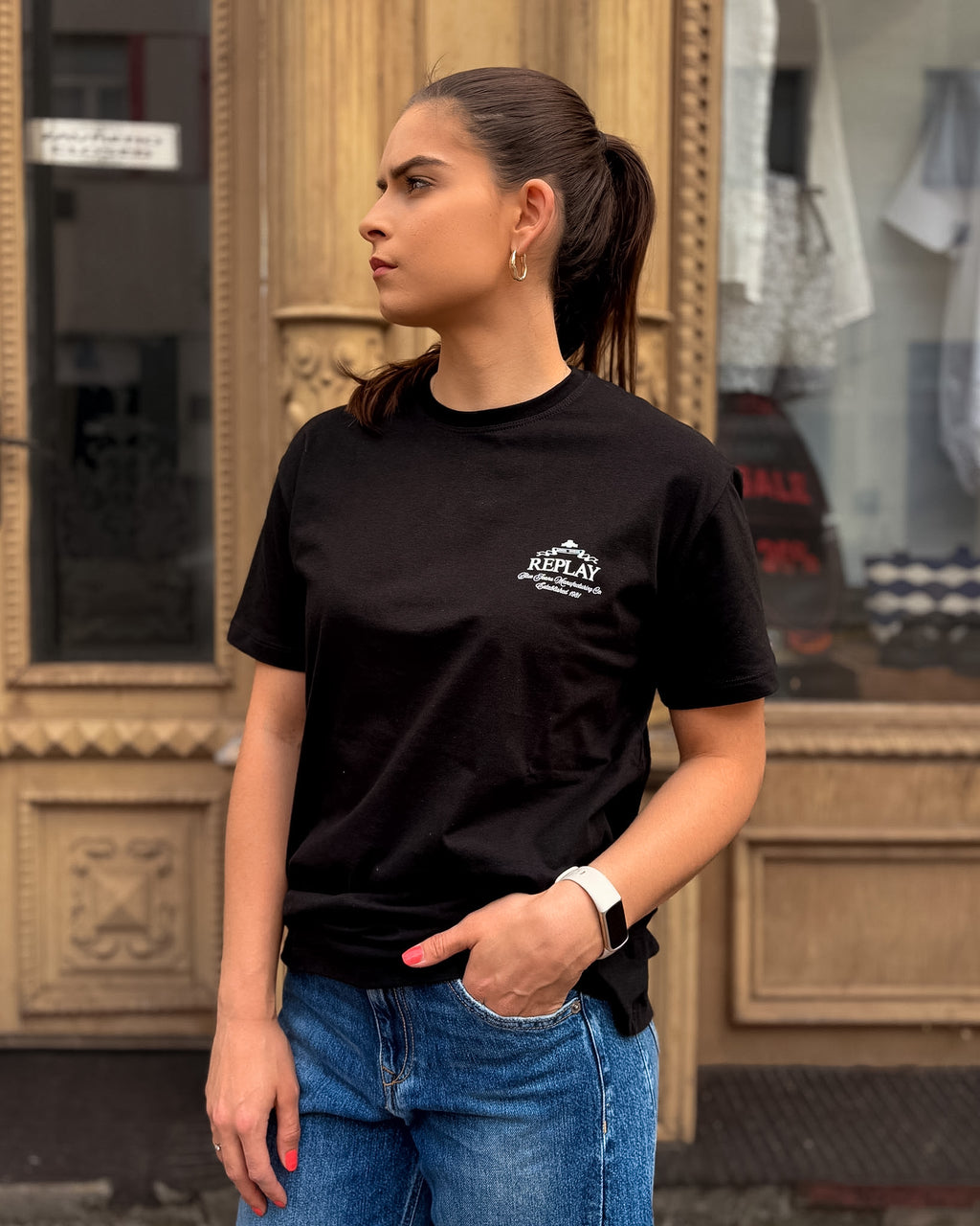 DÁMSKE TRIČKO REPLAY S ARCHÍVNYM LOGOM - W002G .001.00QMJ