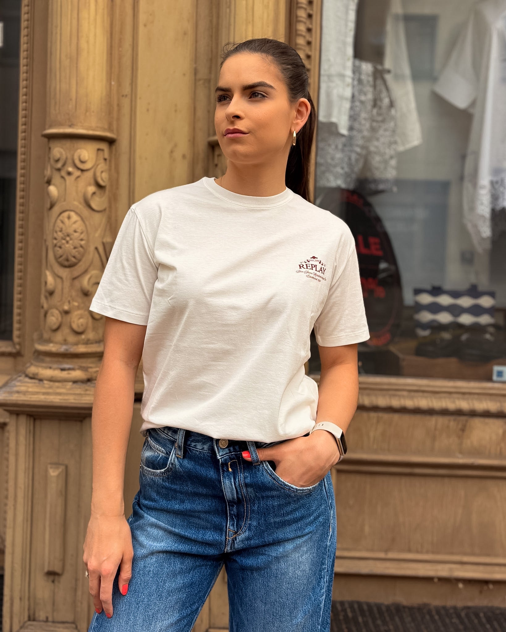 DÁMSKE TRIČKO REPLAY S ARCHÍVNYM LOGOM - W002G .001.00QMJ