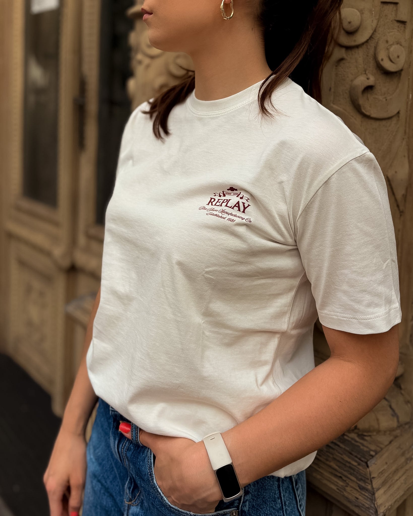 REPLAY WOMEN'S T-SHIRT WITH ARCHIVE LOGO