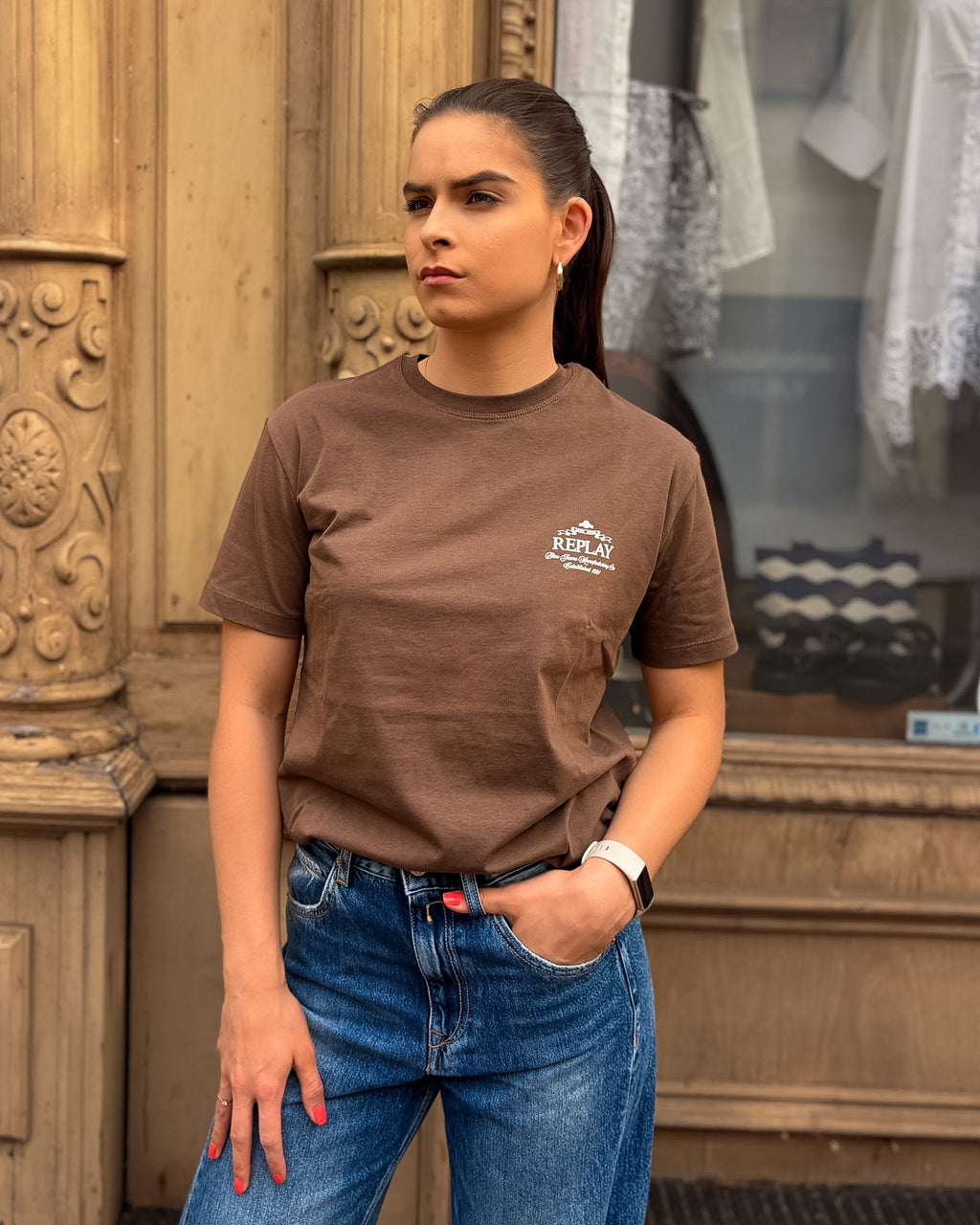 DÁMSKE TRIČKO REPLAY S ARCHÍVNYM LOGOM - W002G .001.00QMJ