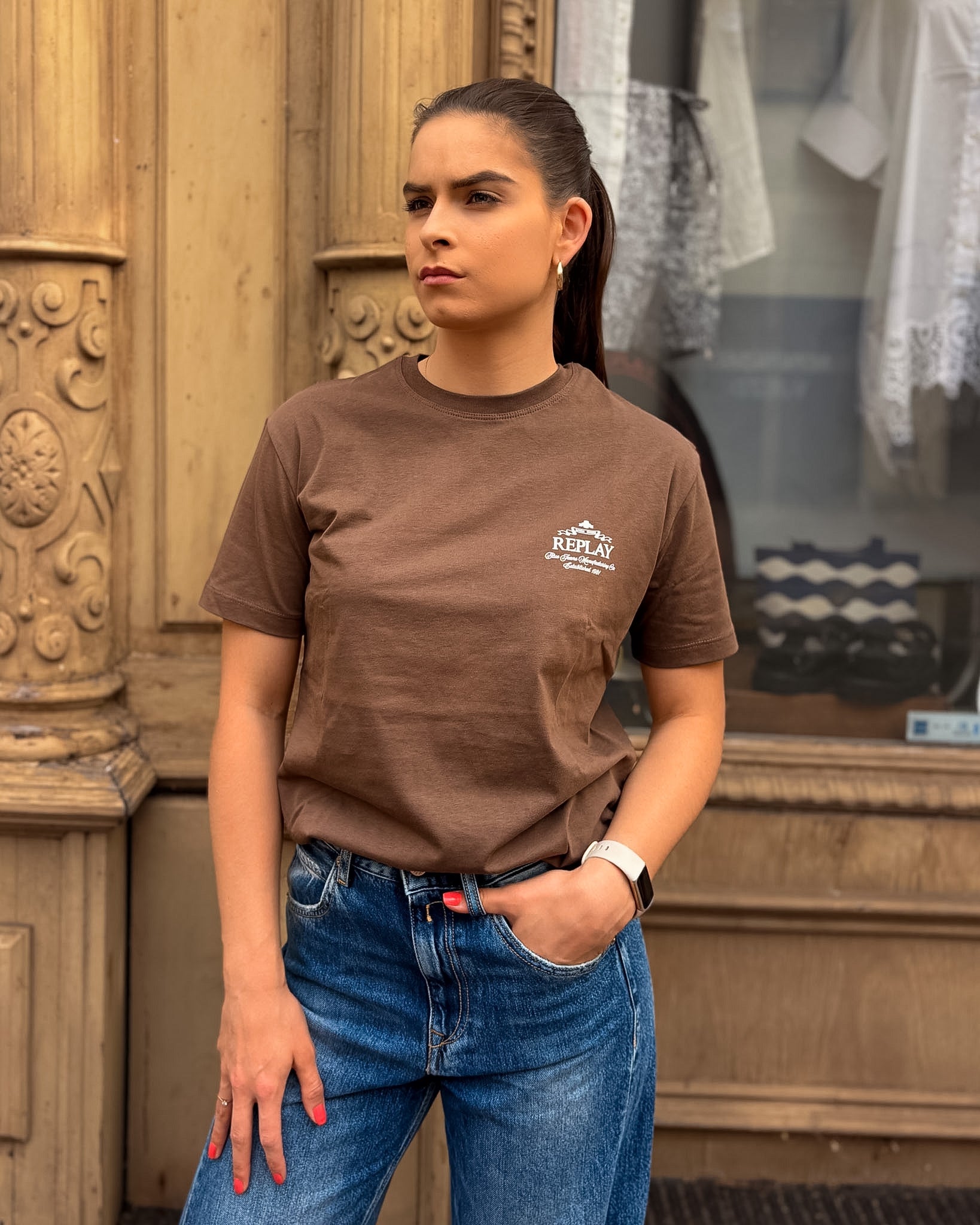 DÁMSKE TRIČKO REPLAY S ARCHÍVNYM LOGOM - W002G .001.00QMJ