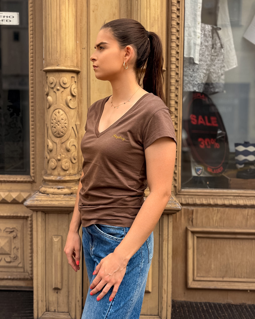 DÁMSKÉ TRIČKO REPLAY S VYŠÍVANÝM LOGEM - W08NX .000.00QMJ