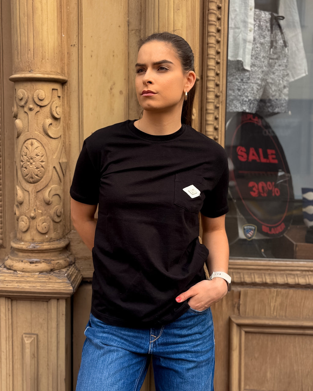 DÁMSKÉ TRIČKO REPLAY S NÁPRSNÍ KAPSOU - W08NR .000.00QMJ