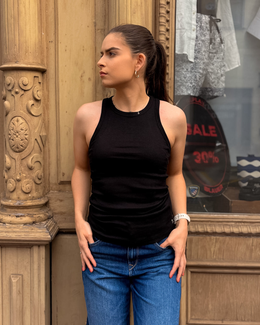 REPLAY WOMEN'S RIBBED KNIT TANK TOP