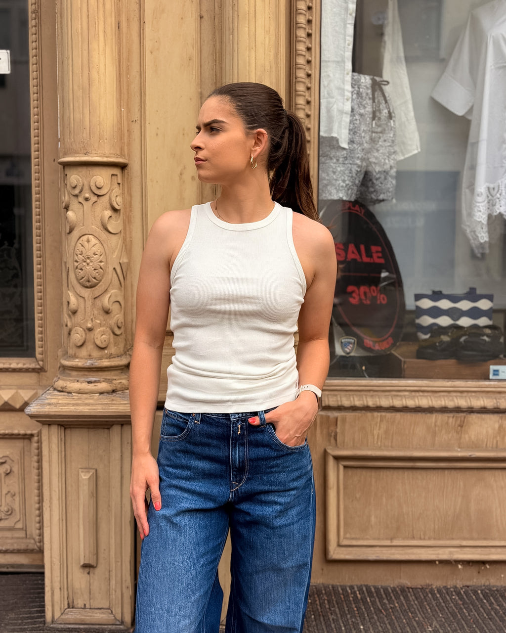 REPLAY WOMEN'S RIBBED KNIT TANK TOP