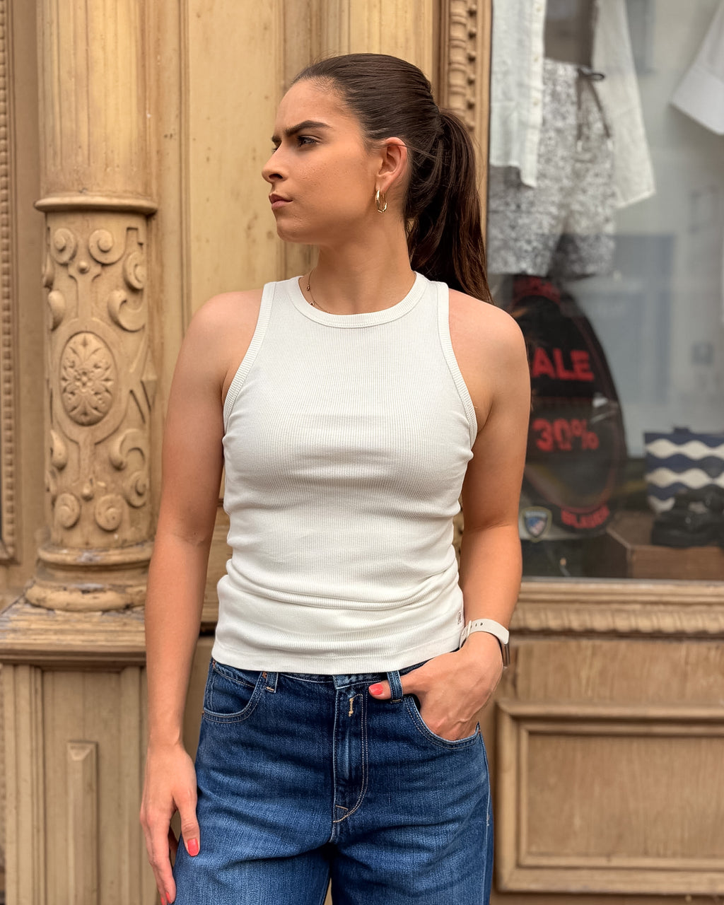 REPLAY WOMEN'S RIBBED KNIT TANK TOP