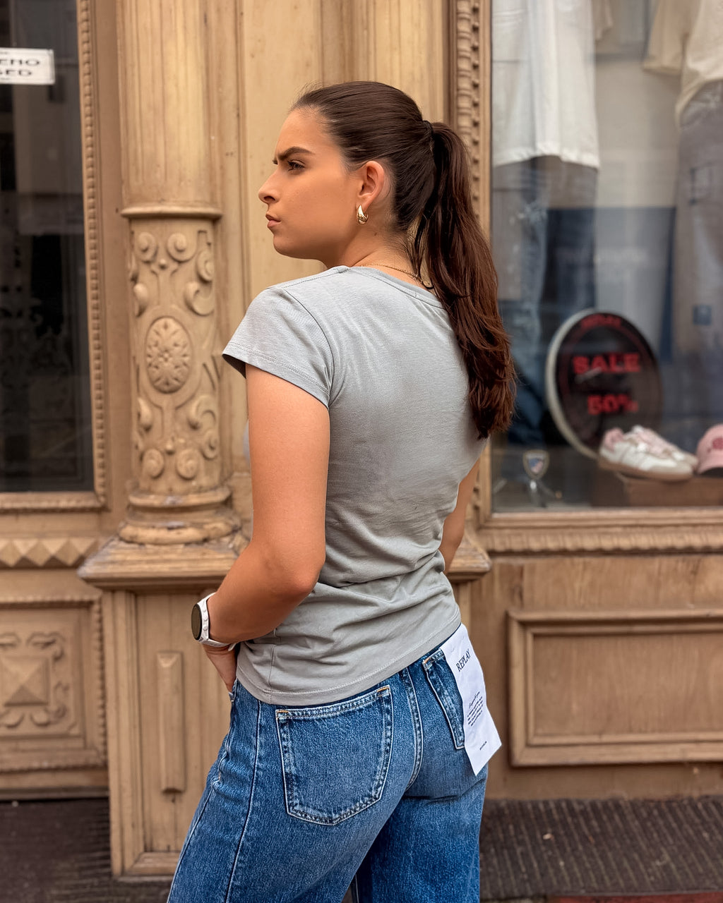 DAMEN-T-SHIRT REPLAY MIT BRUSTDRUCK