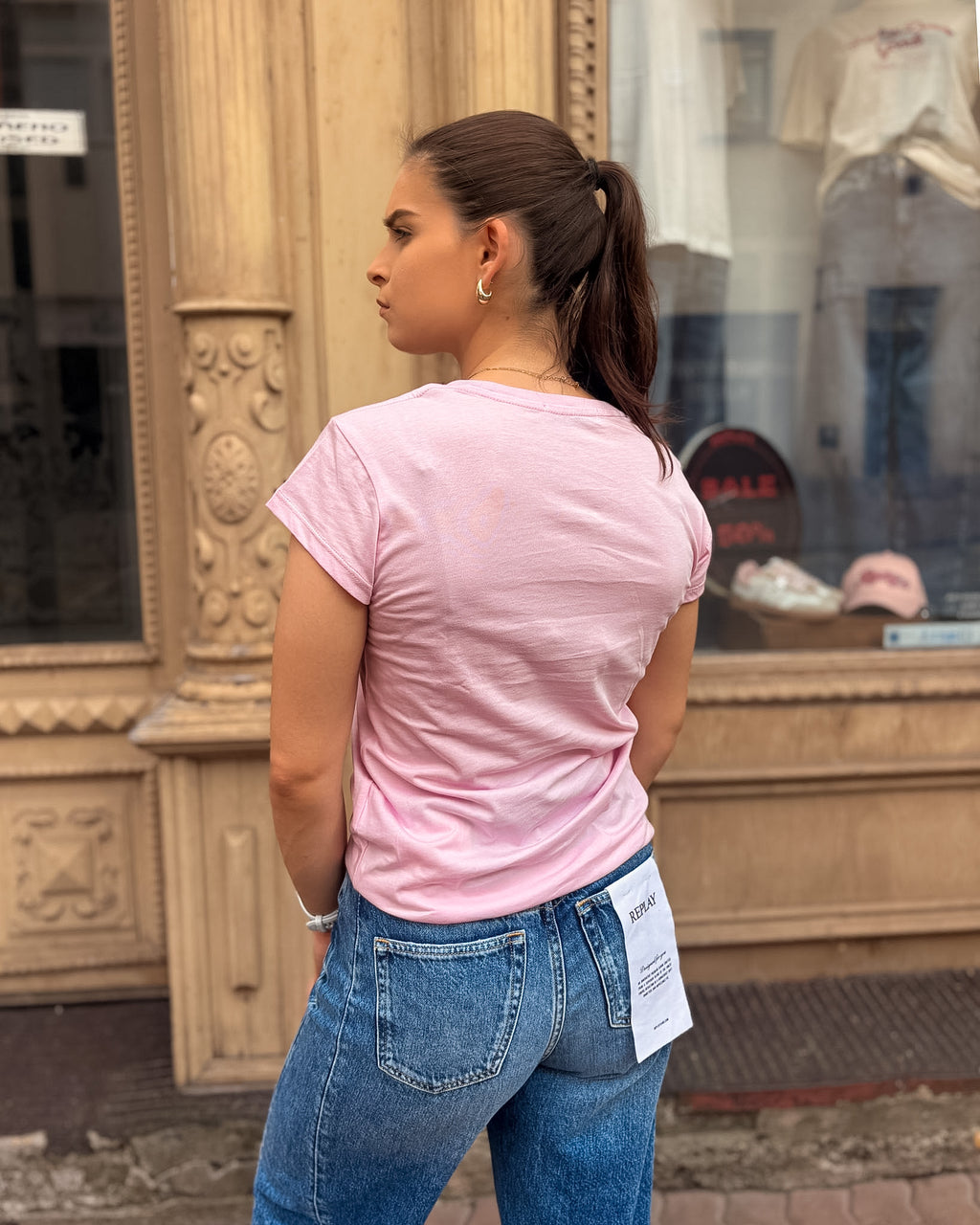 DAMEN-T-SHIRT REPLAY MIT BRUSTDRUCK