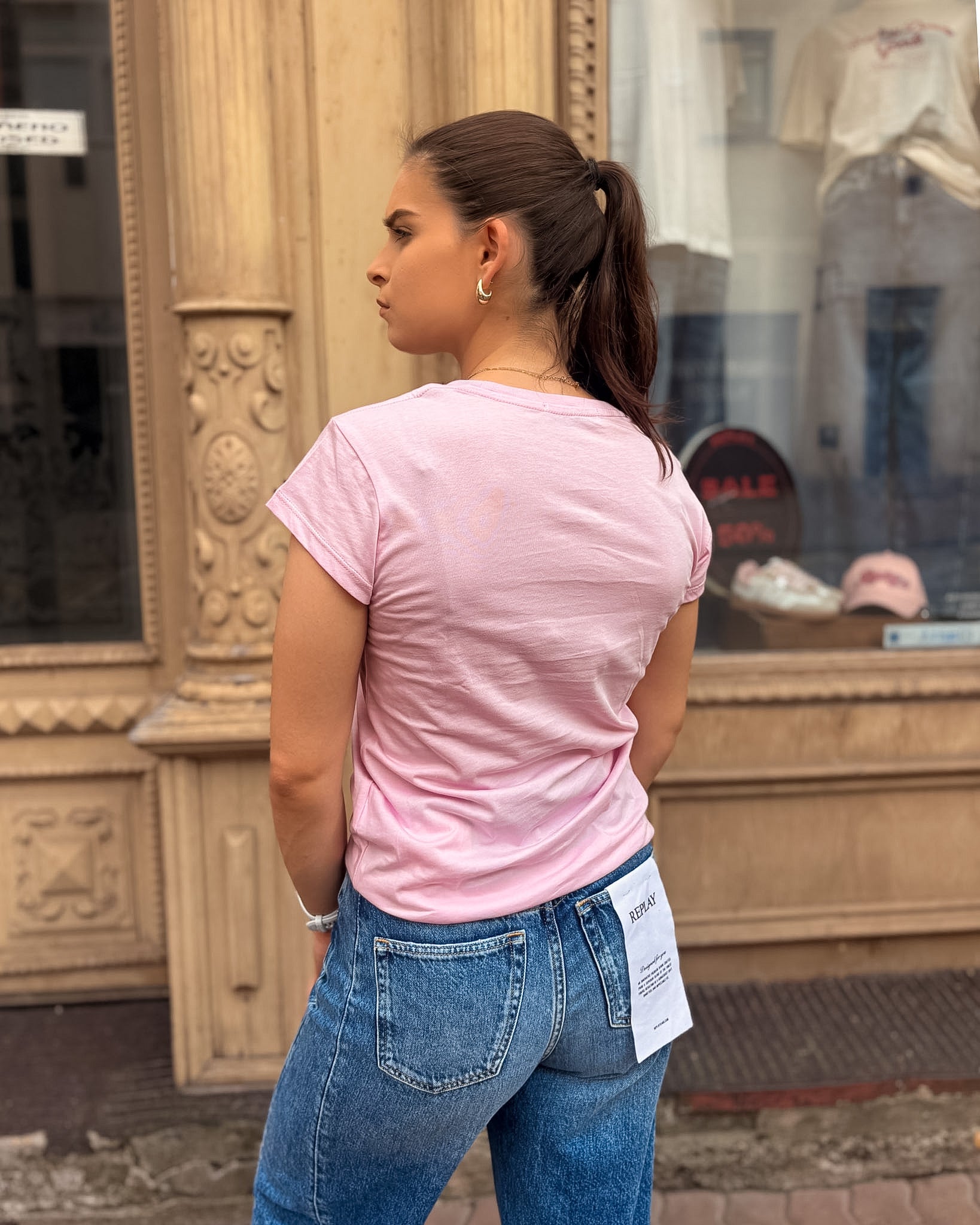 DAMEN-T-SHIRT REPLAY MIT BRUSTDRUCK