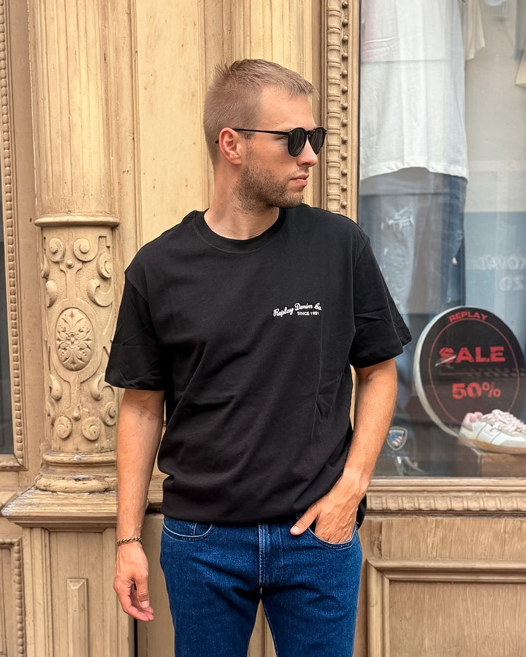 HERREN-T-SHIRT REPLAY MIT "SINCE 1981"-AUFDRUCK - M12BF .004.7242KW