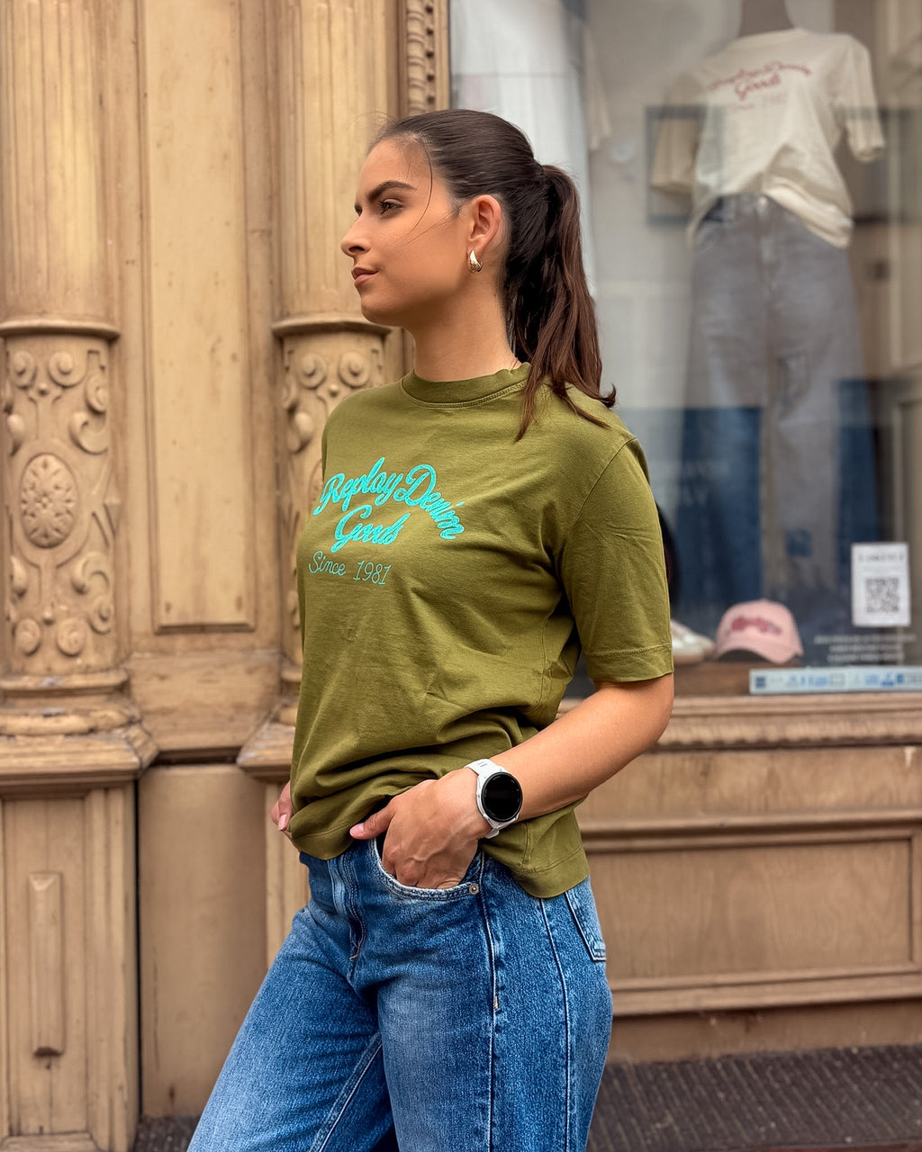 REPLAY NŐI PÓLÓ „DENIM GOODS” NYOMATTAL