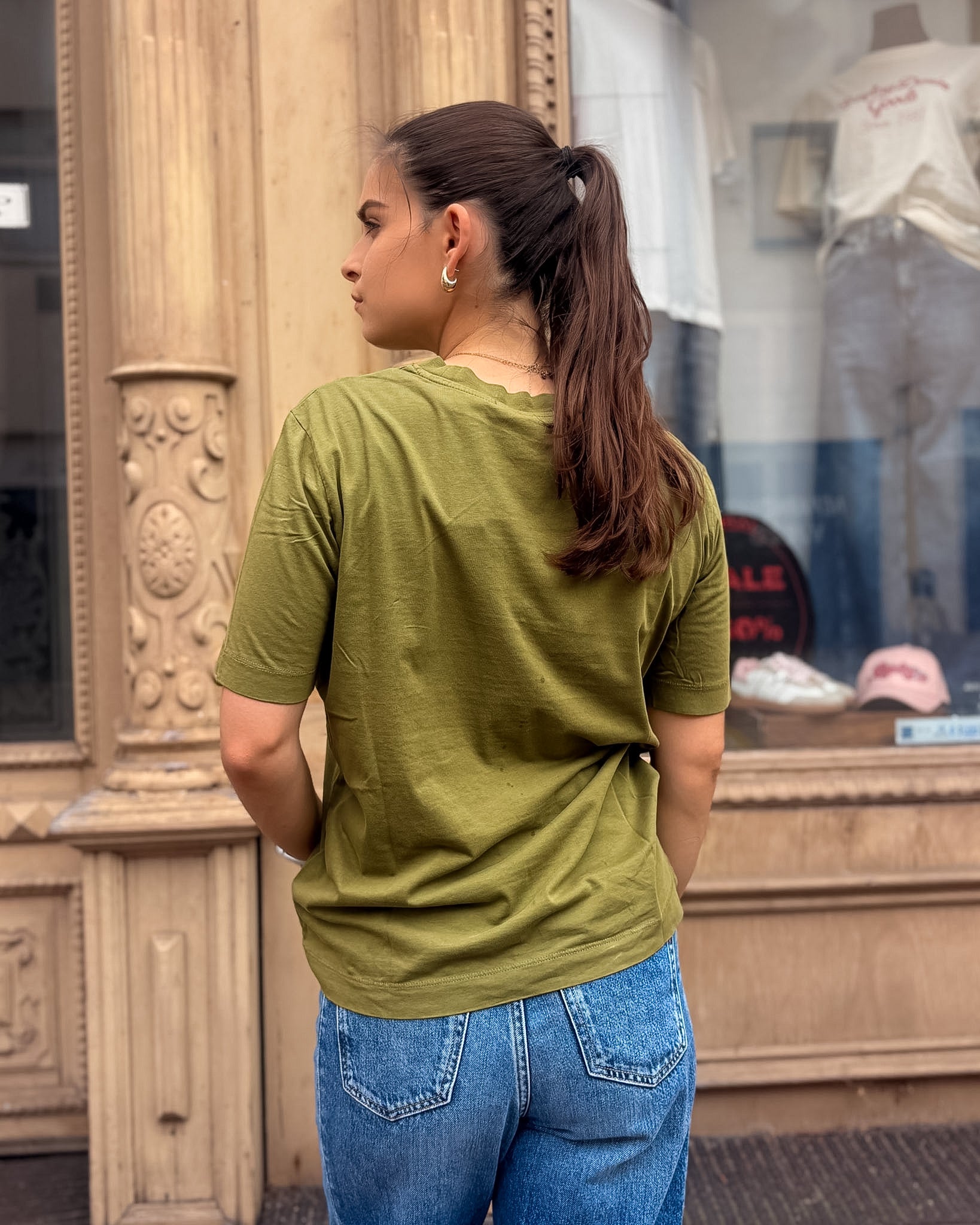 REPLAY NŐI PÓLÓ „DENIM GOODS” NYOMATTAL
