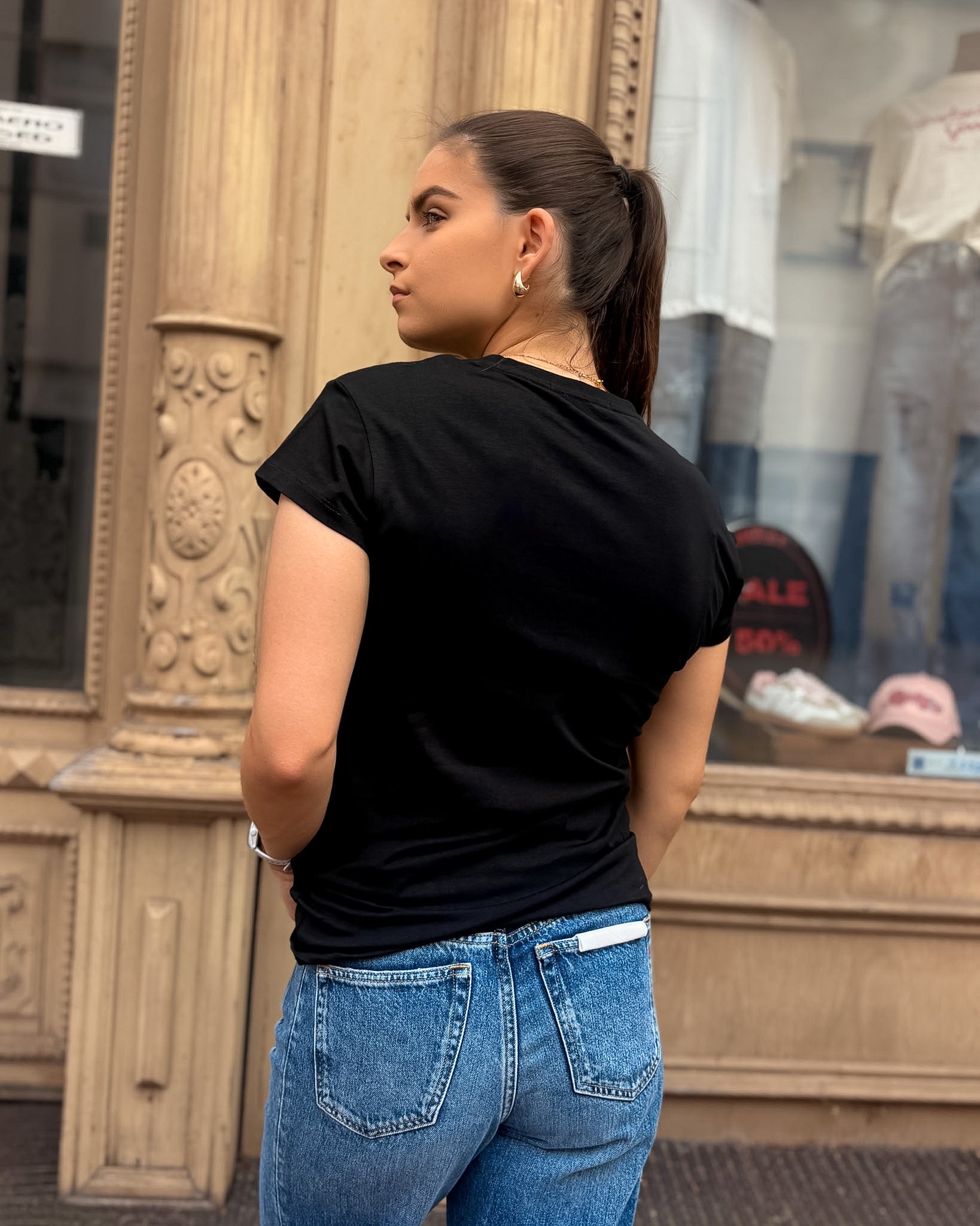 DAMEN T-SHIRT REPLAY MIT KURZEM ARM UND RETRO-PRINT