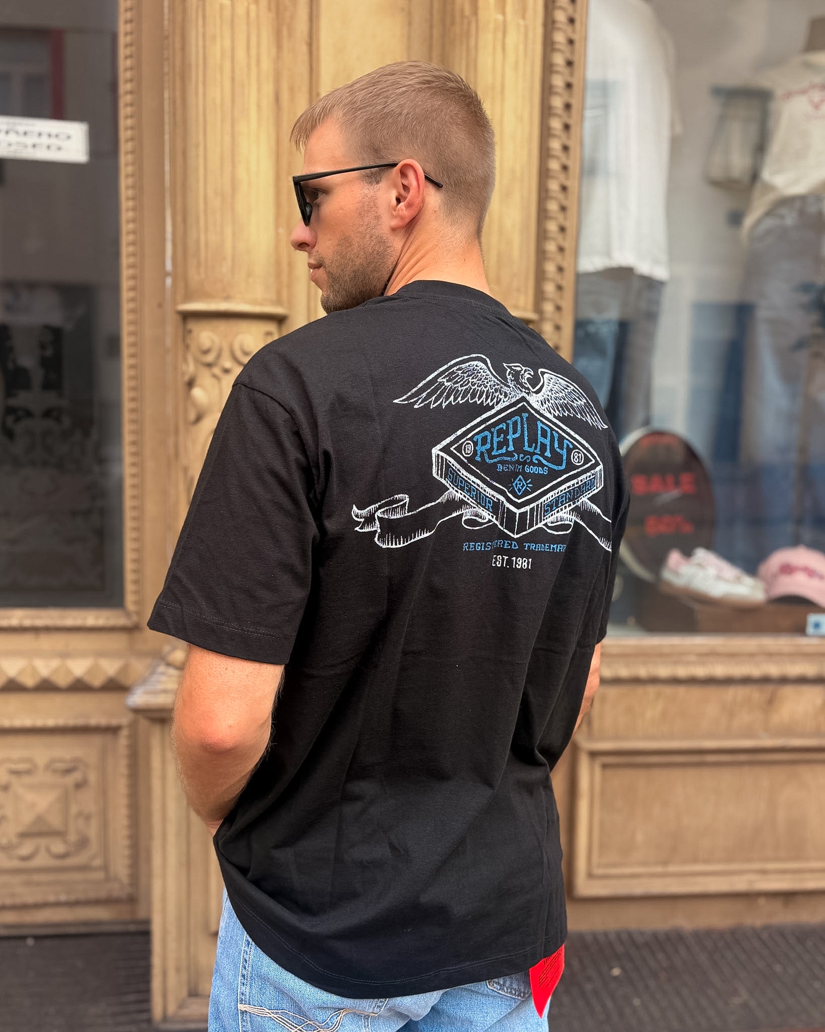REPLAY MEN'S T-SHIRT WITH EAGLE PRINT 