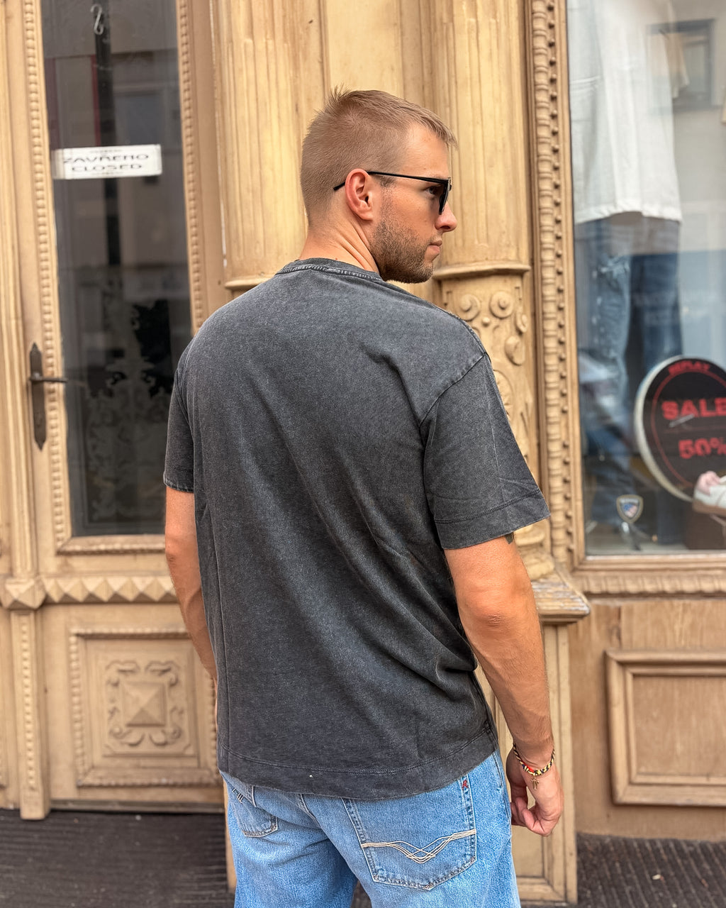 HERREN-T-SHIRT REPLAY MIT WASHED-EFFEKT - M13LP .000.7242KG