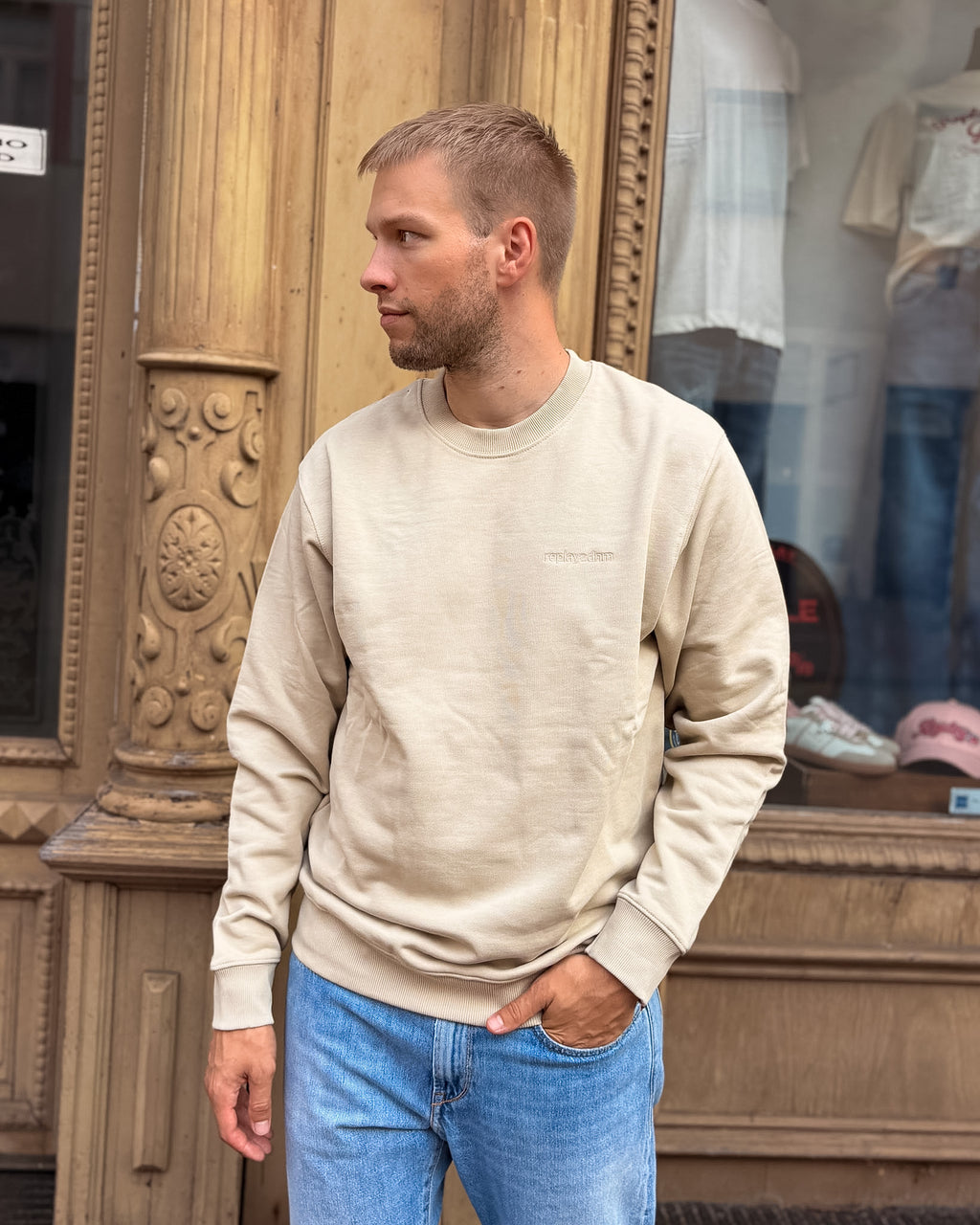 HERREN-SWEATSHIRT REPLAY MIT RUNDHALSAUSSCHNITT – M13LR .000.7242OW