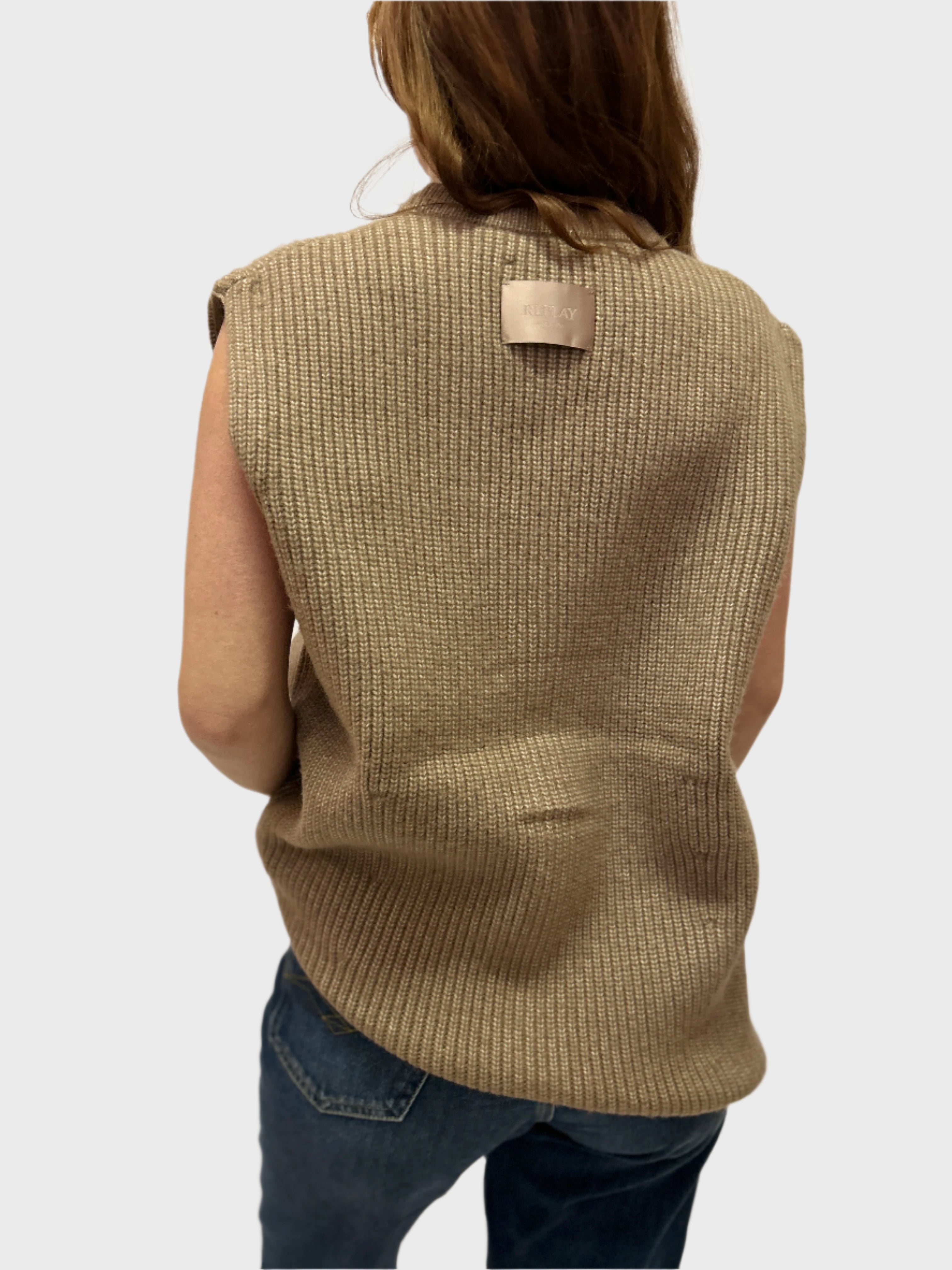 REPLAY WOMEN'S KNITTED BUTTONED VEST