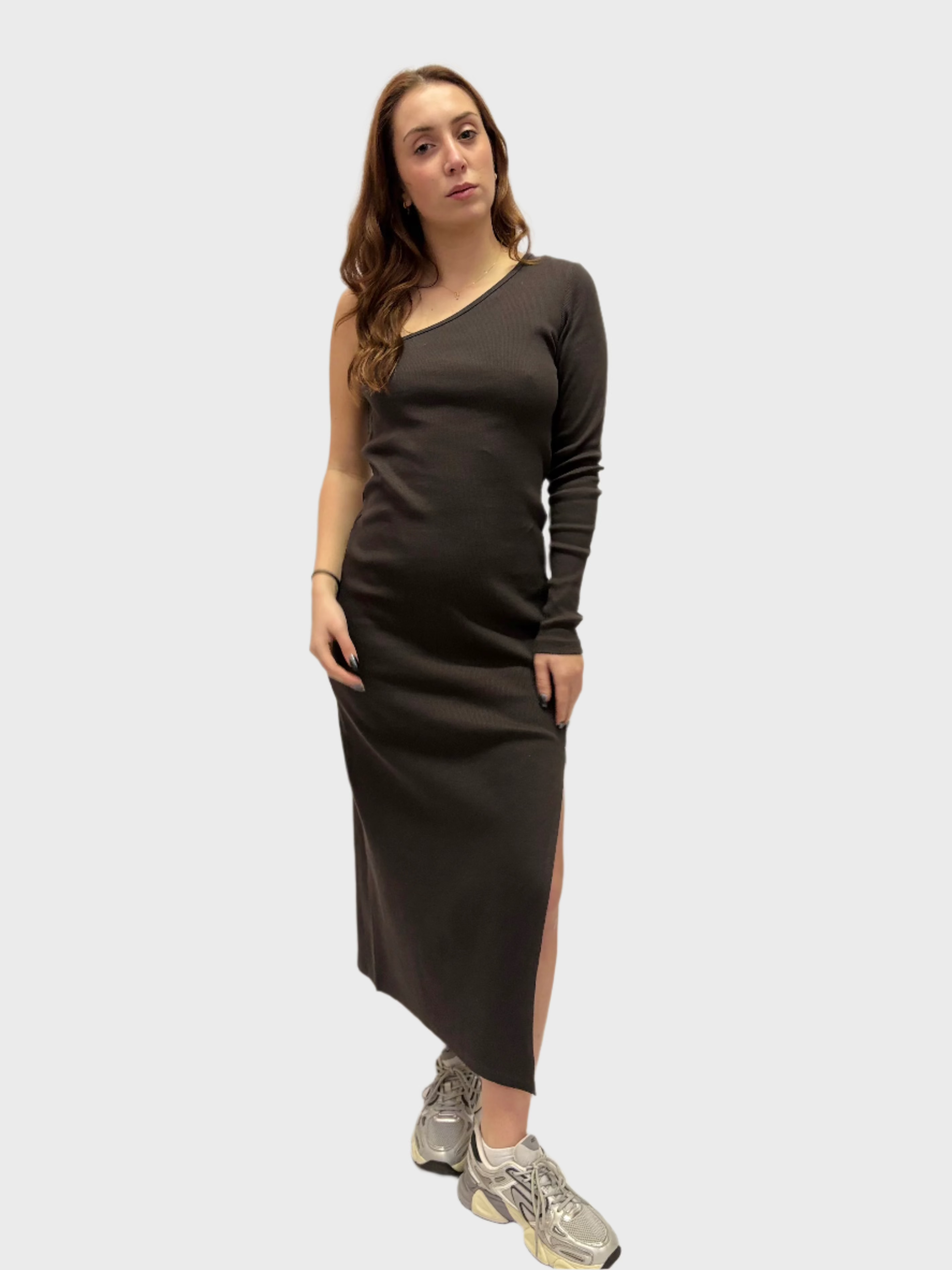 REPLAY DLOUHÉ ŽEBROVANÉ ŠATY NA JEDNO RAMENO 