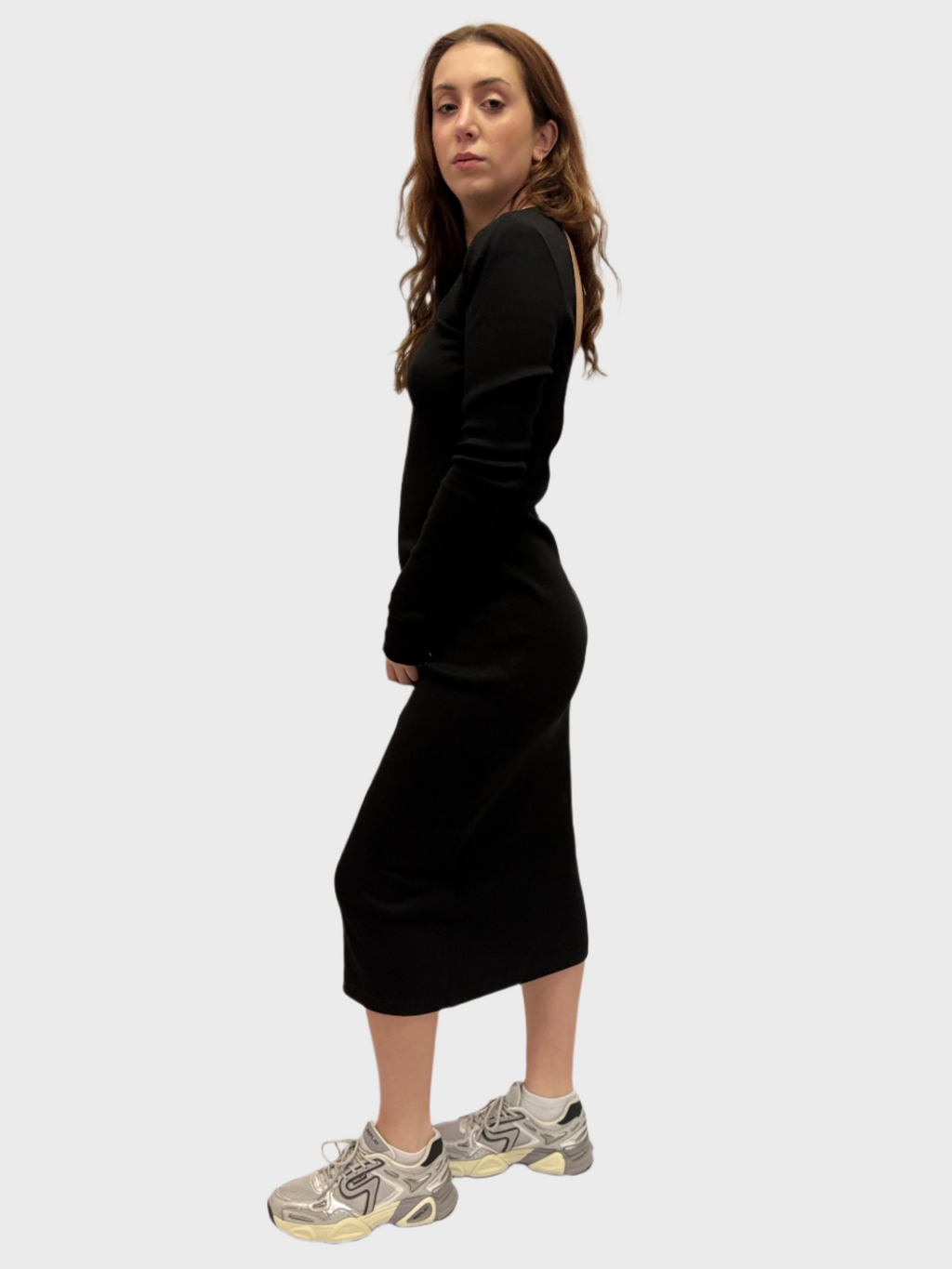 REPLAY ŽEBROVANÉ MIDI ŠATY SLIM-FIT STŘIHU