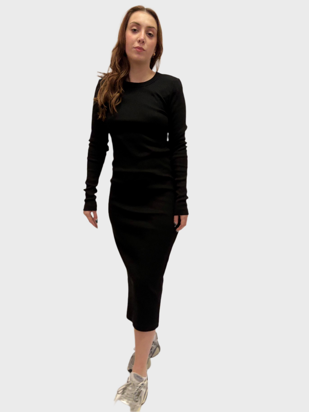 REPLAY ŽEBROVANÉ MIDI ŠATY SLIM-FIT STŘIHU