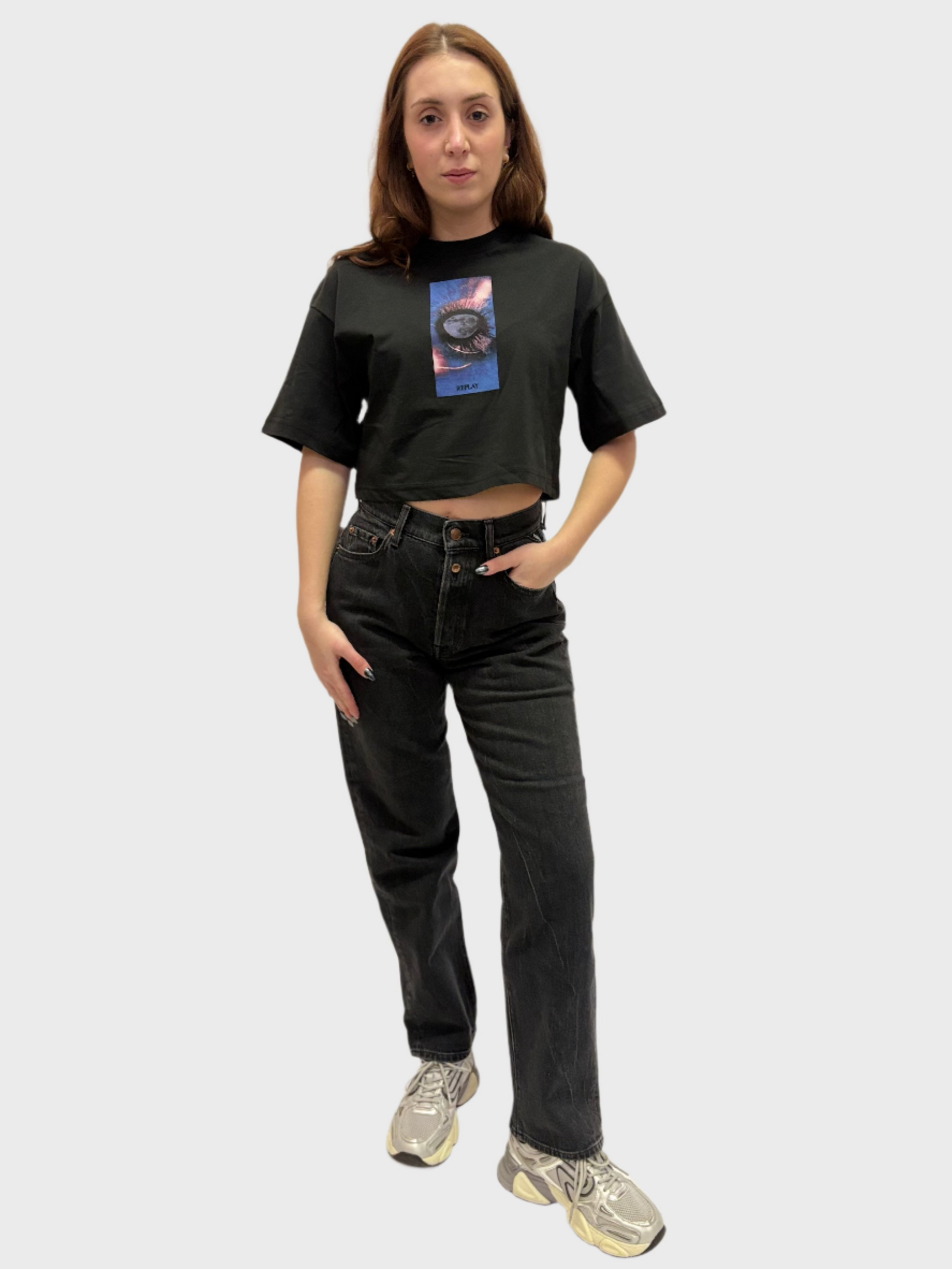 REPLAY DÁMSKÉ ZKRÁCENÉ TRIČKO S POTISKEM