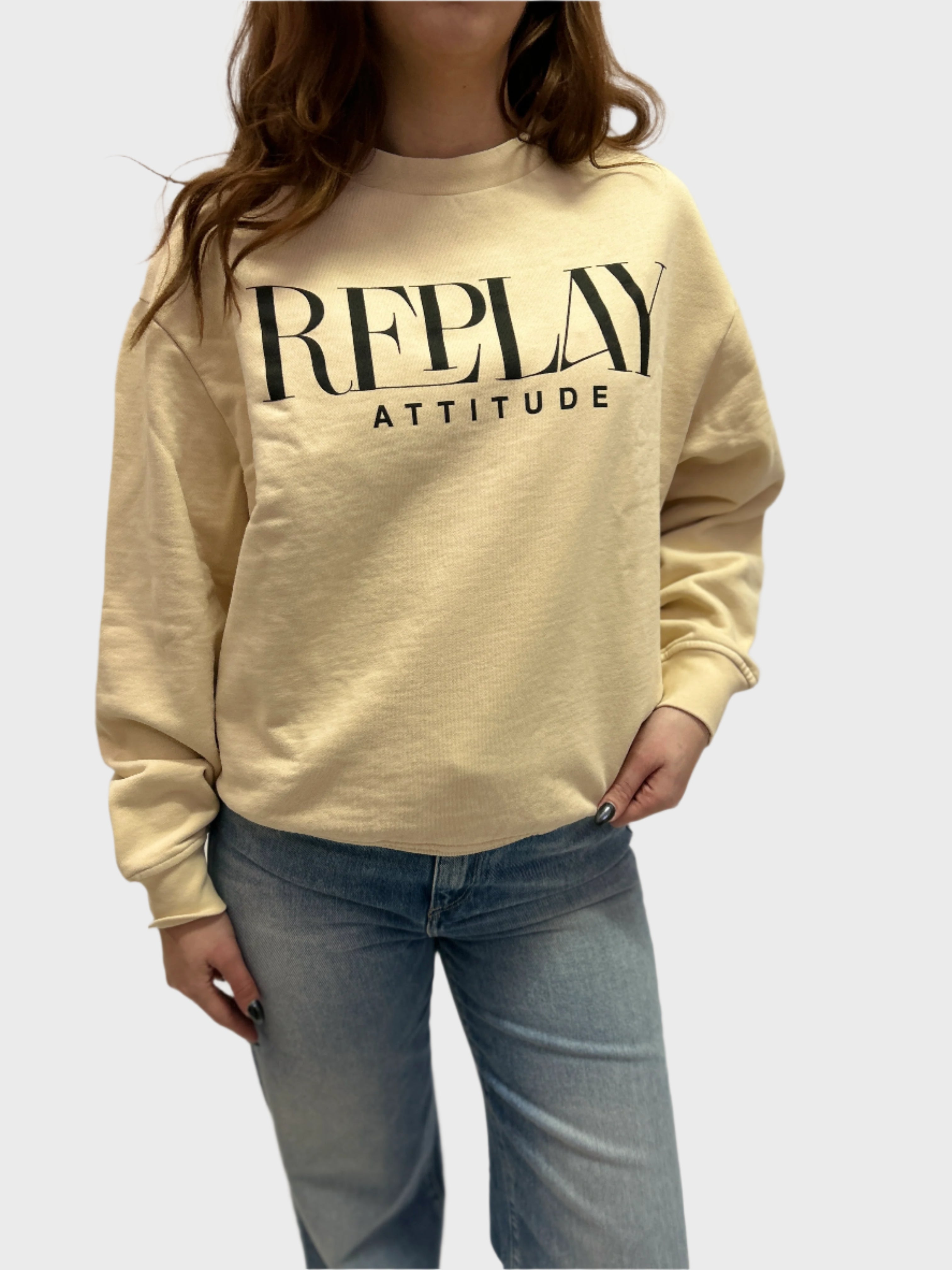 REPLAY DÁMSKÁ BAVLNĚNÁ OVERSIZED MIKINA S POTISKEM