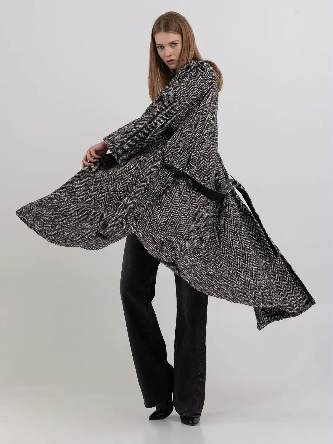 REPLAY DÁMSKÝ KABÁT SE VZOREM RYBÍ KOSTI