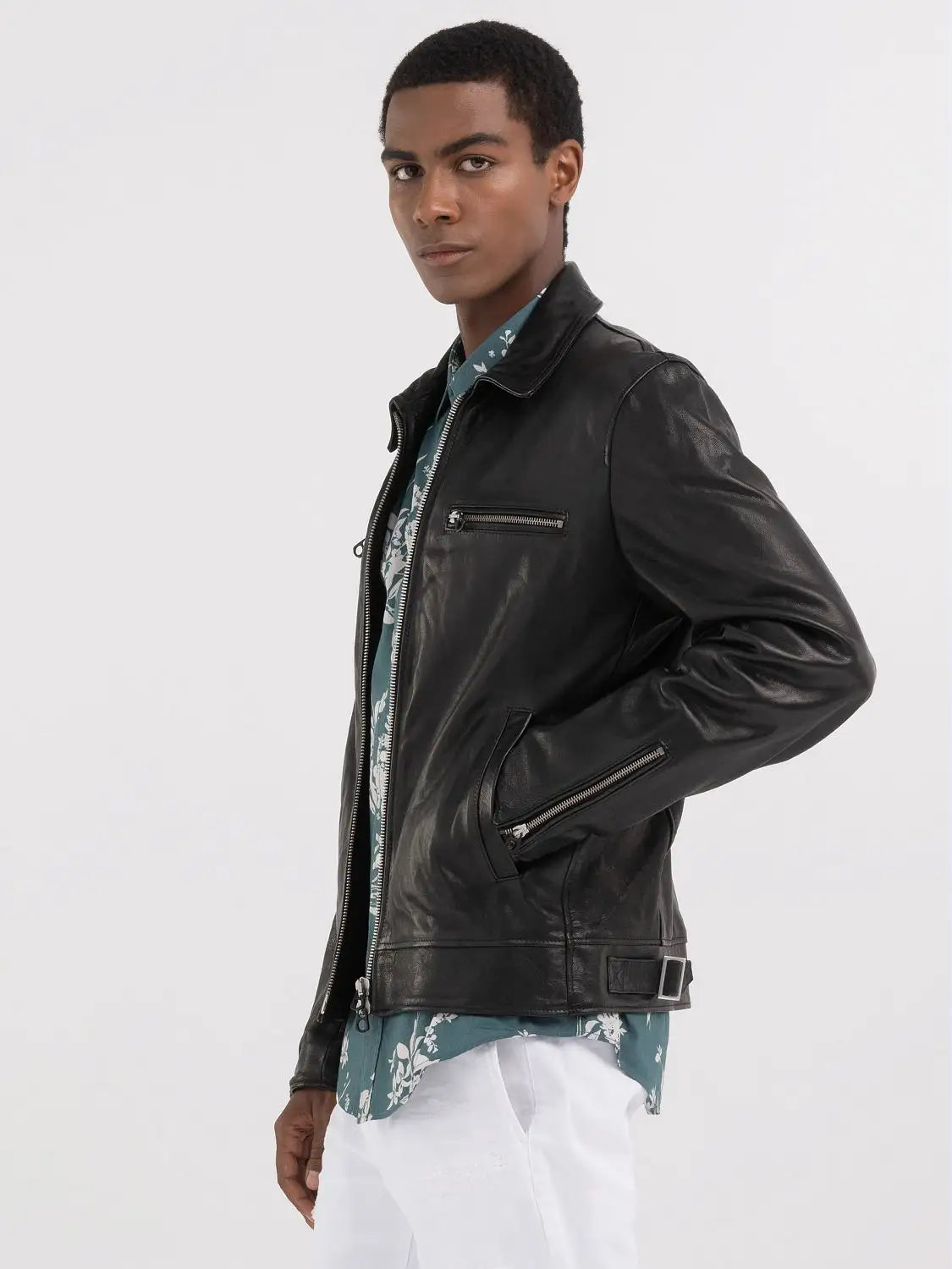 REPLAY PÁNSKÁ LETECKÁ KOŽENÁ BUNDA S LÍMEČKEM