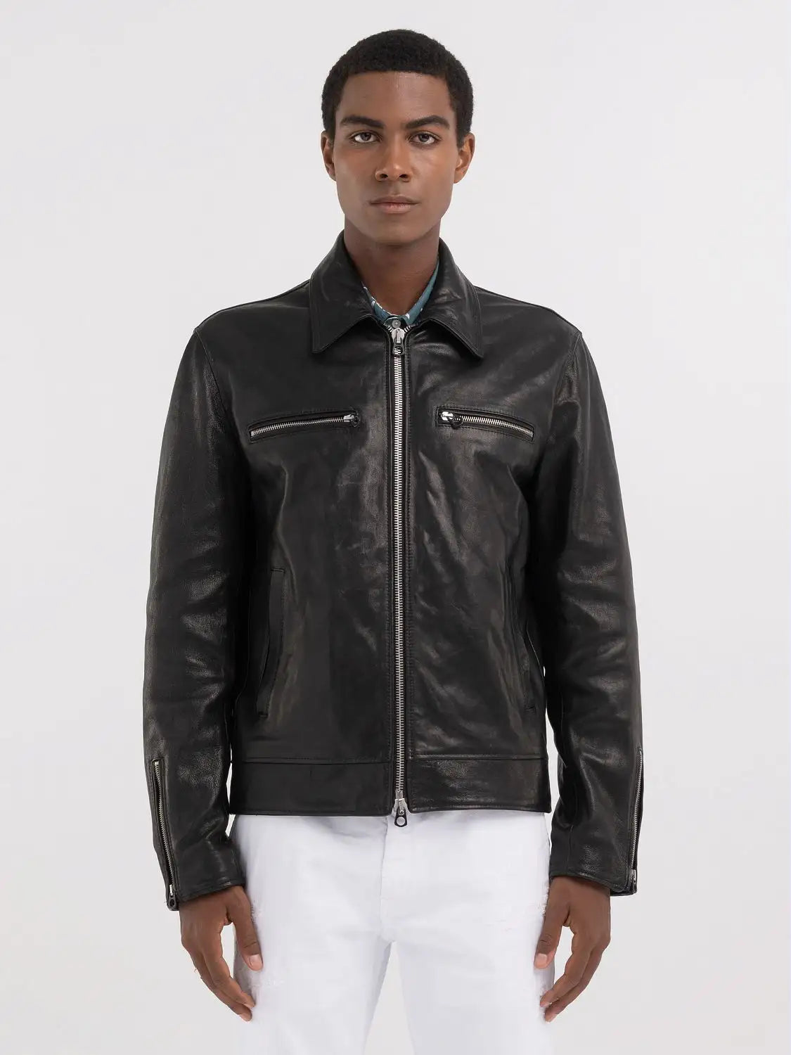 REPLAY FÉRFI PILÓTÁS BŐR DZSEKI GALLÉRRAL