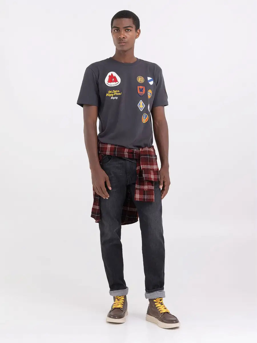 REPLAY PÁNSKE TRIČKO Z ŽERZEJ S NÁŠIVKOU