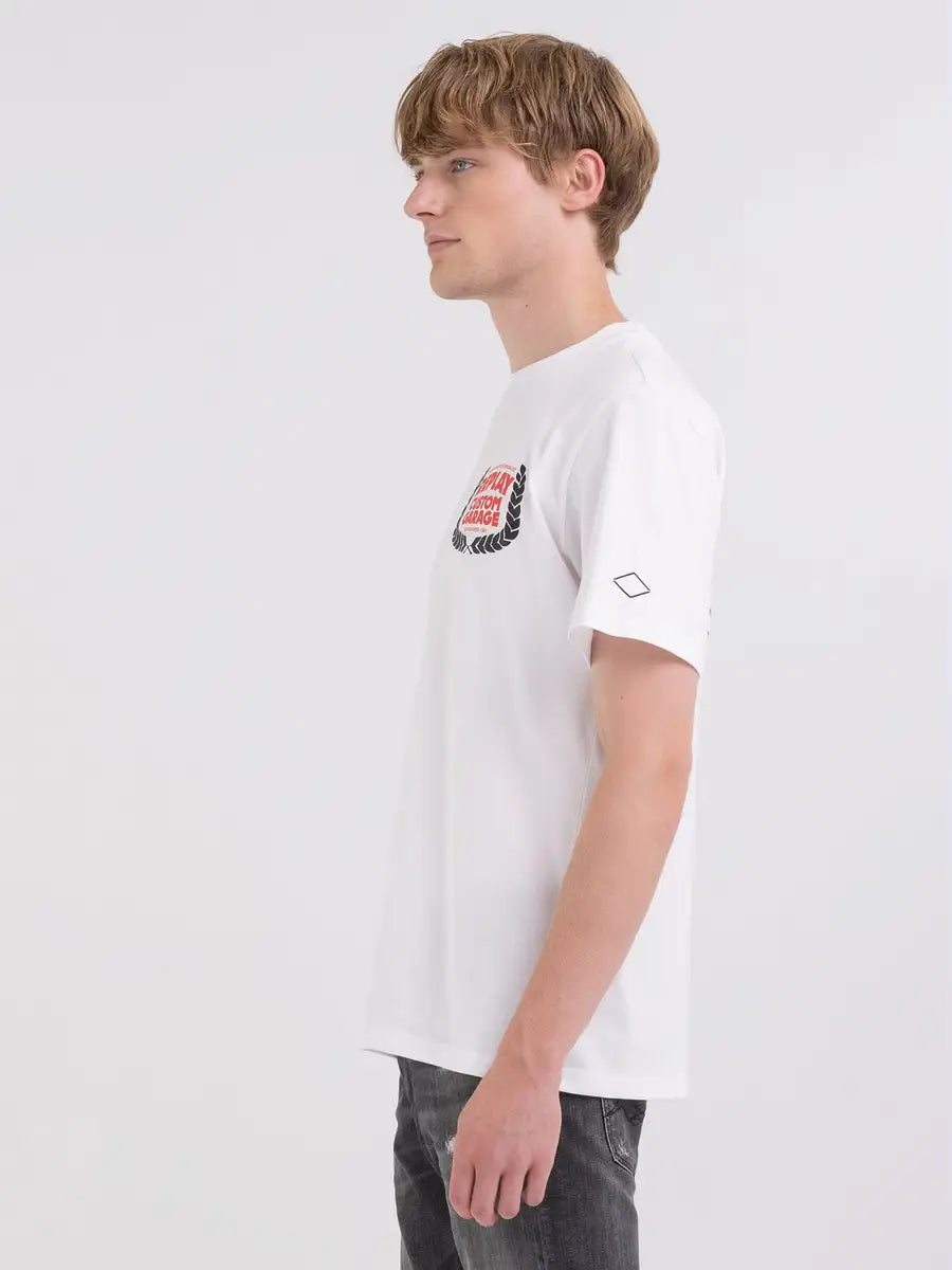 REPLAY PÁNSKÉ ŽERZEJOVÉ TRIČKO S GARÁŽOVÝM POTISKEM