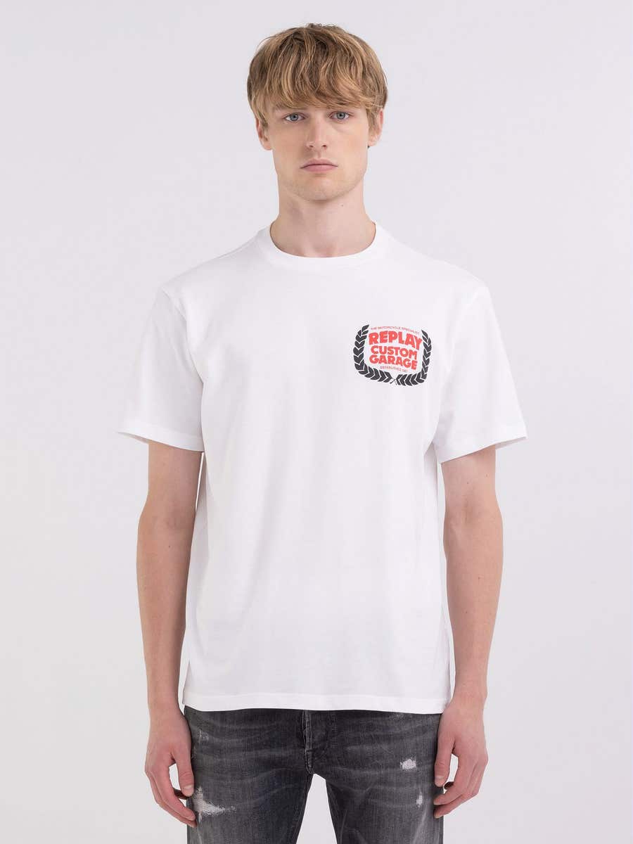 REPLAY PÁNSKÉ ŽERZEJOVÉ TRIČKO S GARÁŽOVÝM POTISKEM