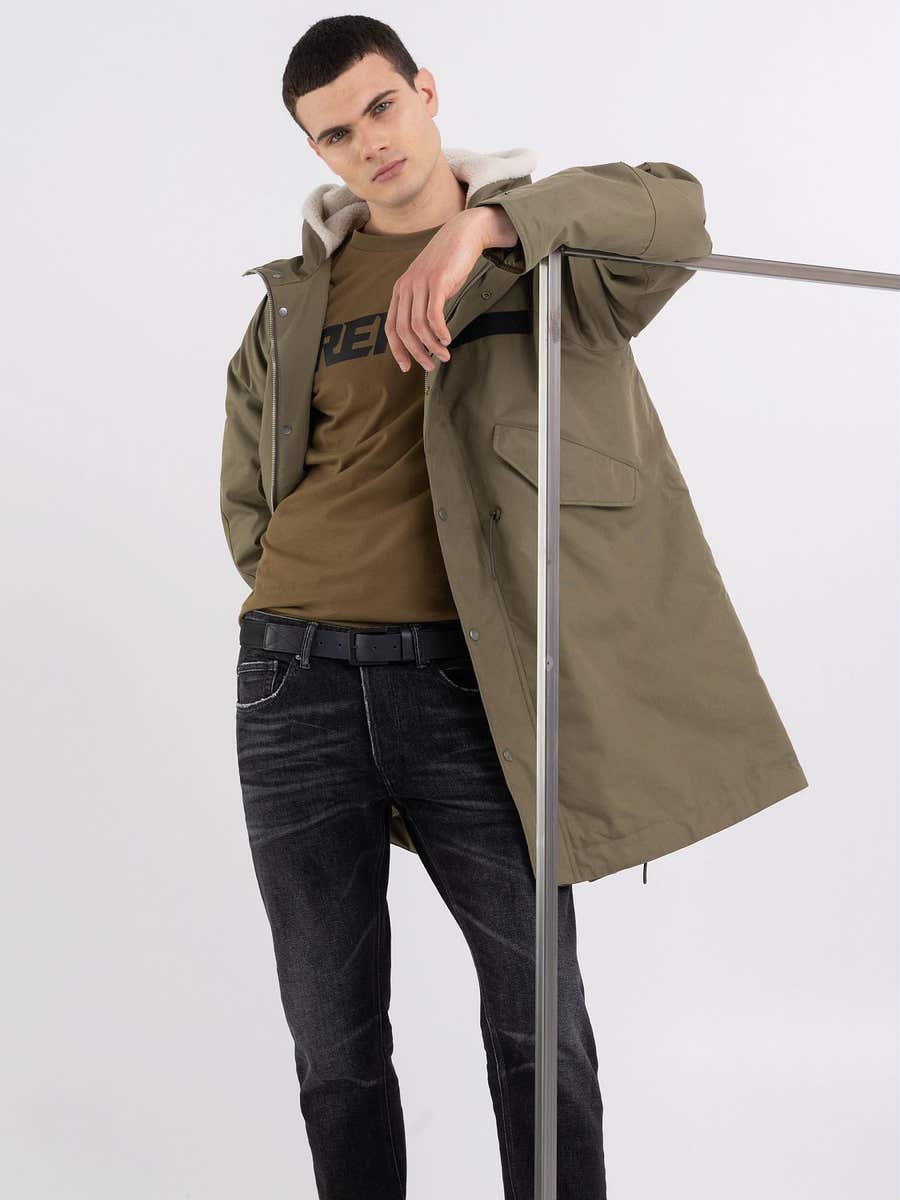 REPLAY PÁNSKÁ KEPROVÁ PARKA SE SHERPA VNITŘKEM