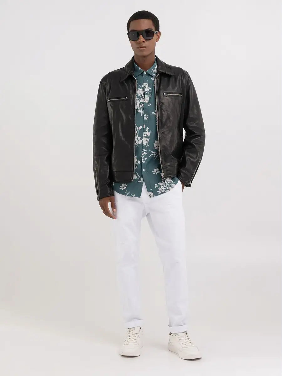 REPLAY PÁNSKÁ LETECKÁ KOŽENÁ BUNDA S LÍMEČKEM