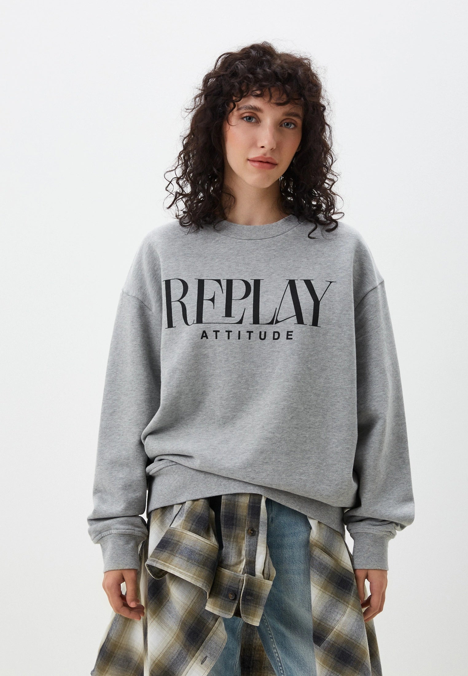 REPLAY DÁMSKÁ BAVLNĚNÁ OVERSIZED MIKINA S POTISKEM