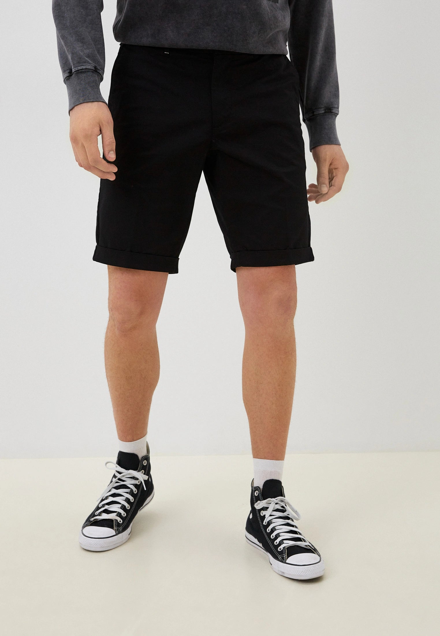 FÉRFI SKINNY FIT CHINO RÖVIDNADRÁG ELASZTIKUS GABARDINBÓL 