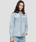 REPLAY WOMEN'S SHIRT WITH EMBROIDERY