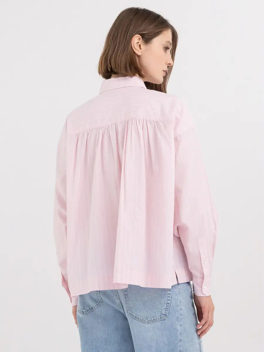 COMFORTABLE WOMEN'S REPLAY SHIRT IN STRIPED POPLIN