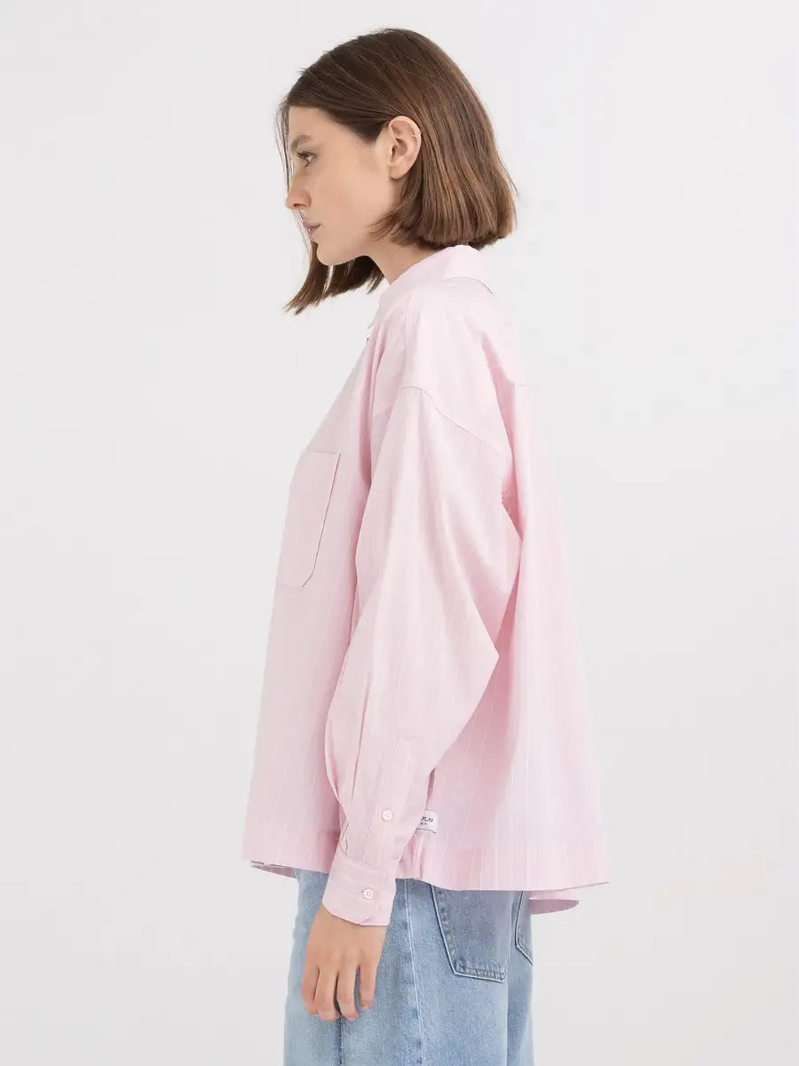 COMFORTABLE WOMEN'S REPLAY SHIRT IN STRIPED POPLIN