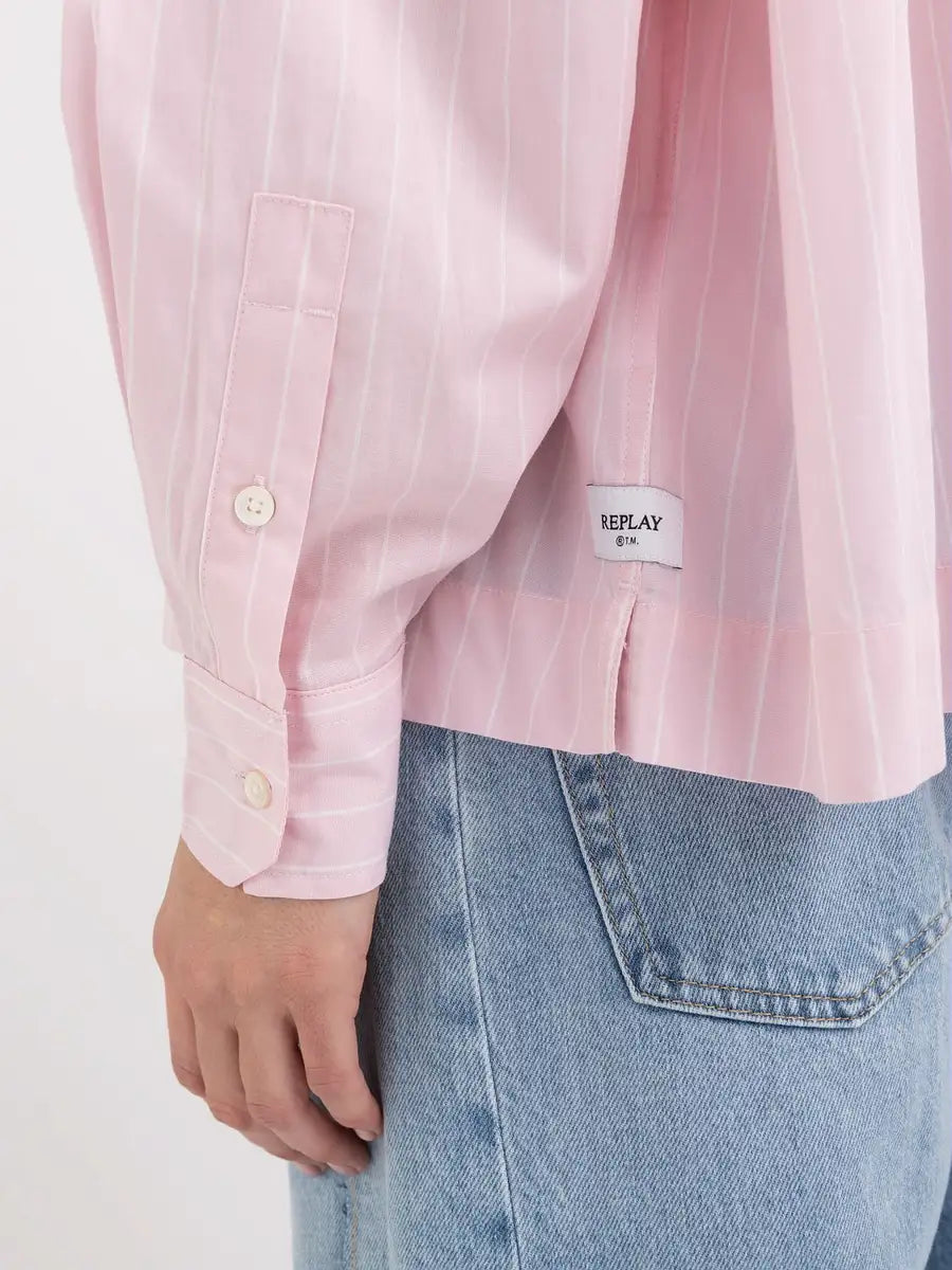 POHODLNÁ DÁMSKA REPLAY KOŠEĽA Z PRUHOVANÉHO POPELÍNU 