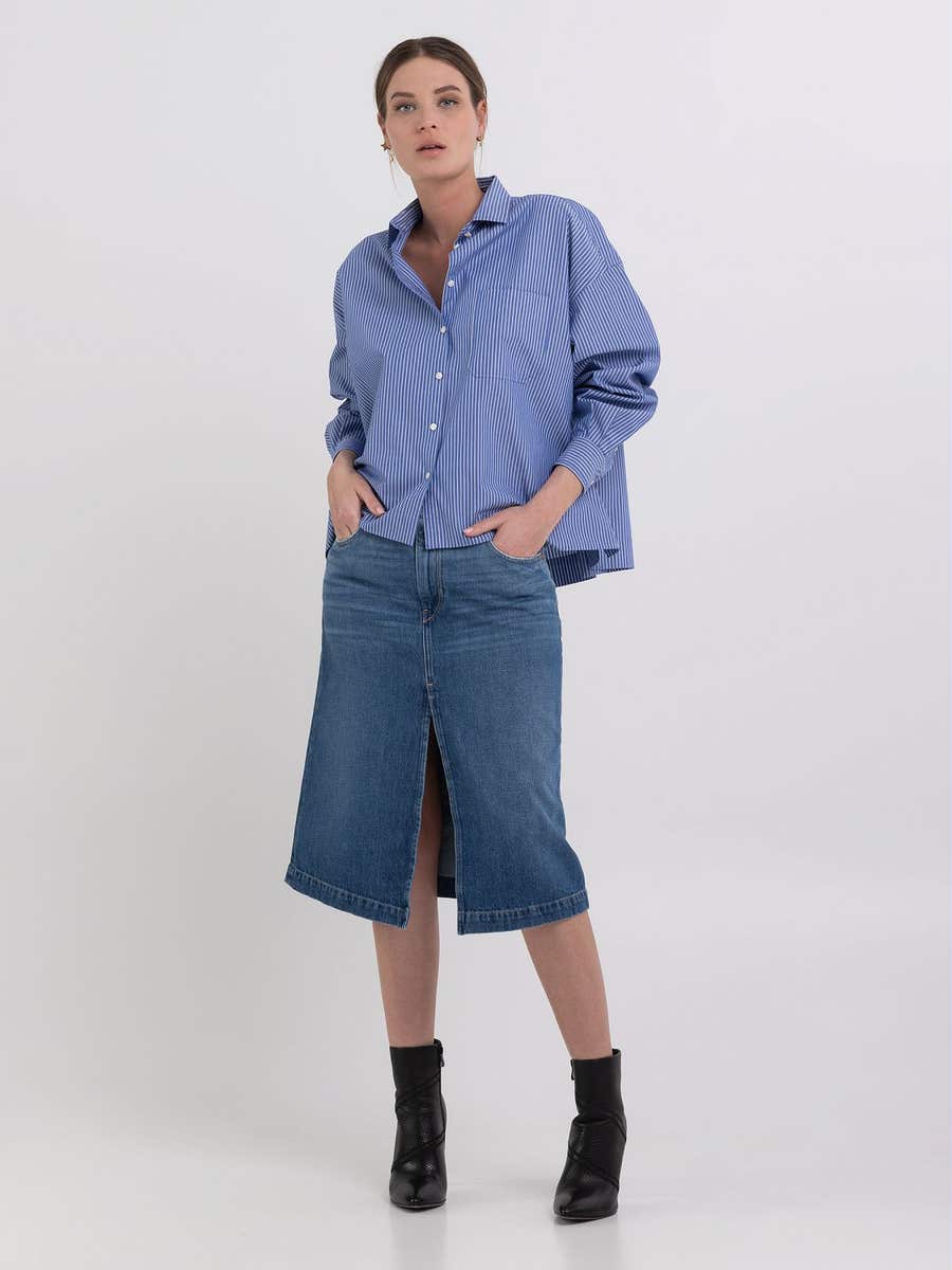 REPLAY WOMEN'S STRIPED POPLIN SHIRT