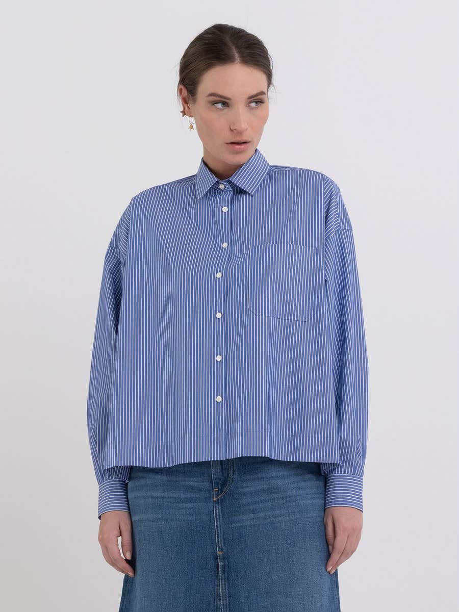 REPLAY WOMEN'S STRIPED POPLIN SHIRT