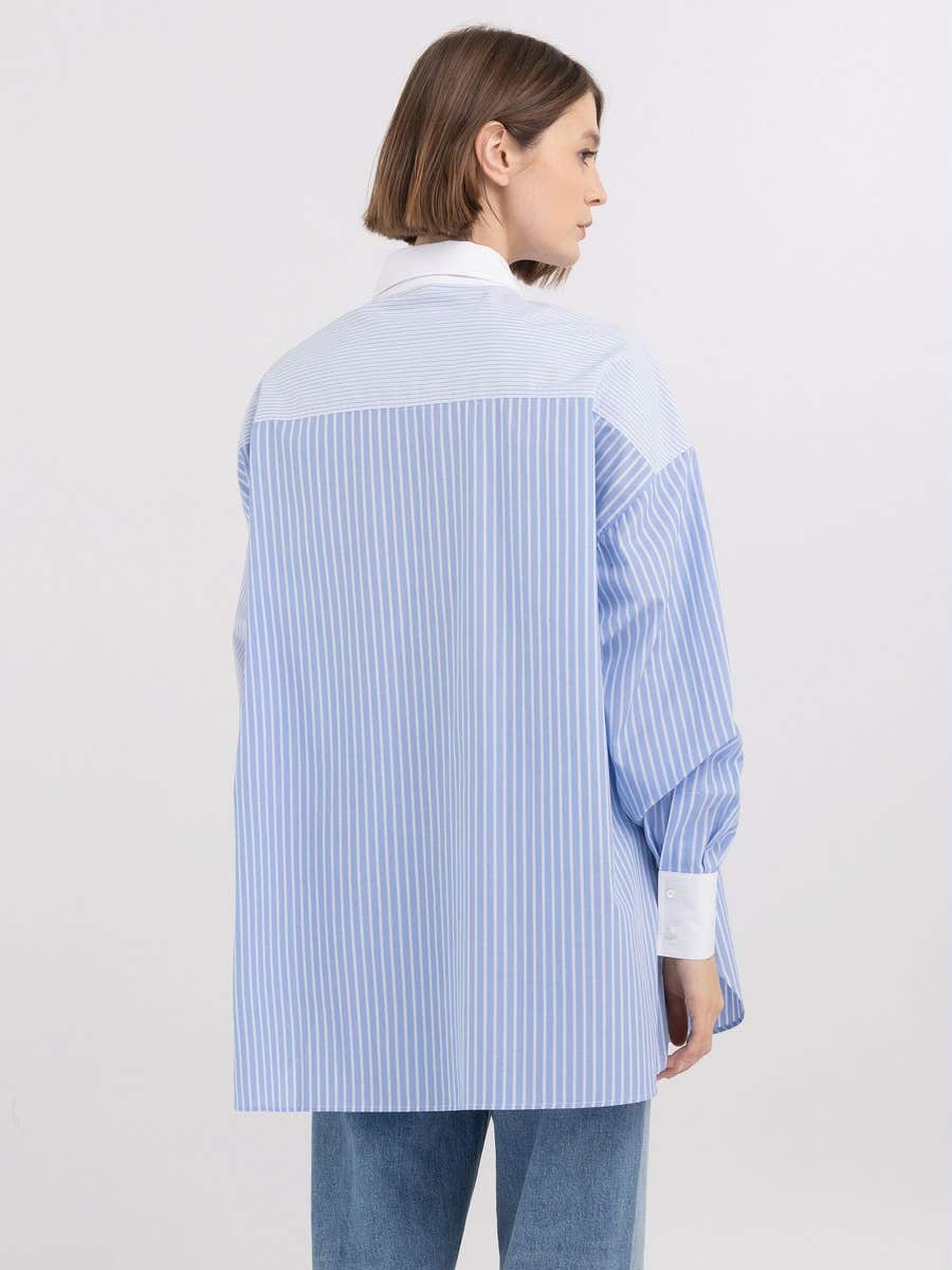 REPLAY WOMEN'S SHIRT WITH TWO-COLOURED STRIPED PATTERN