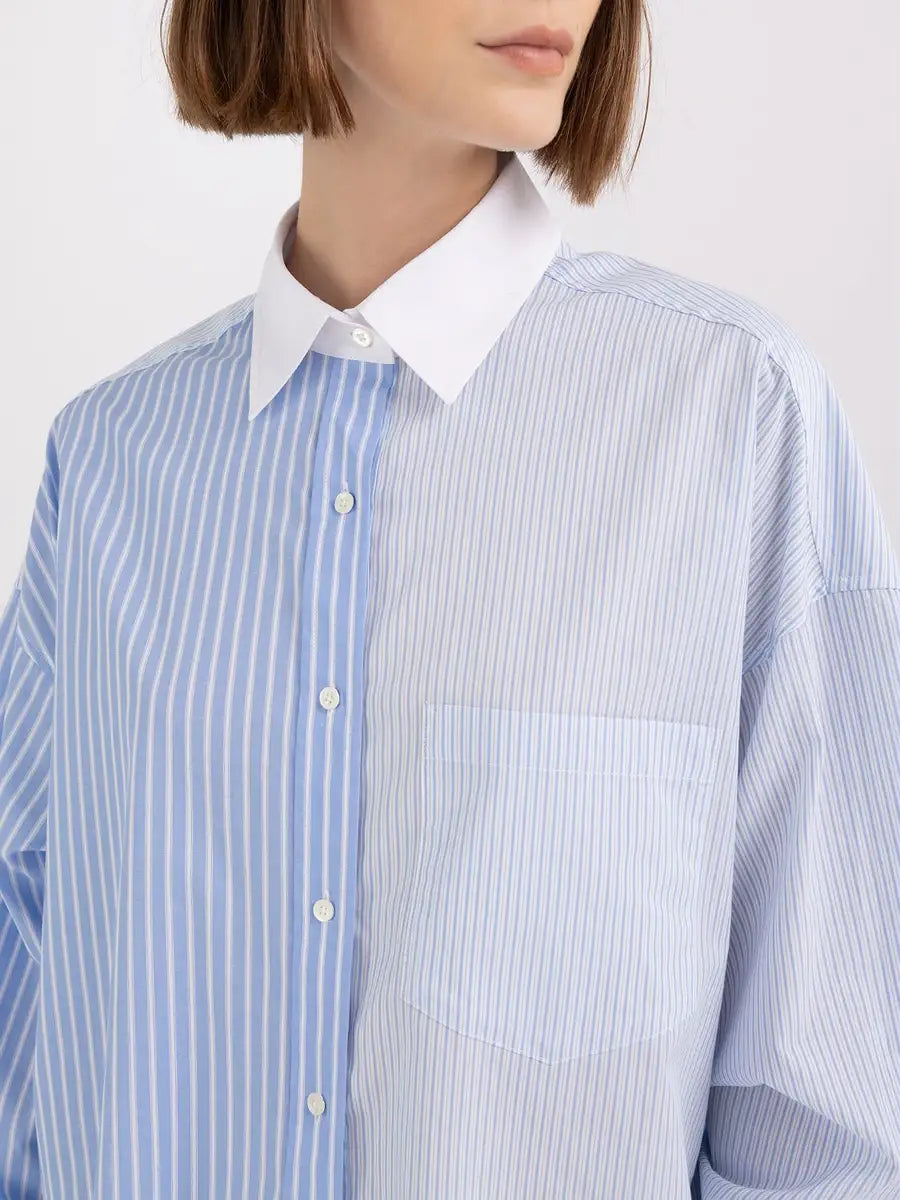 REPLAY WOMEN'S SHIRT WITH TWO-COLOURED STRIPED PATTERN