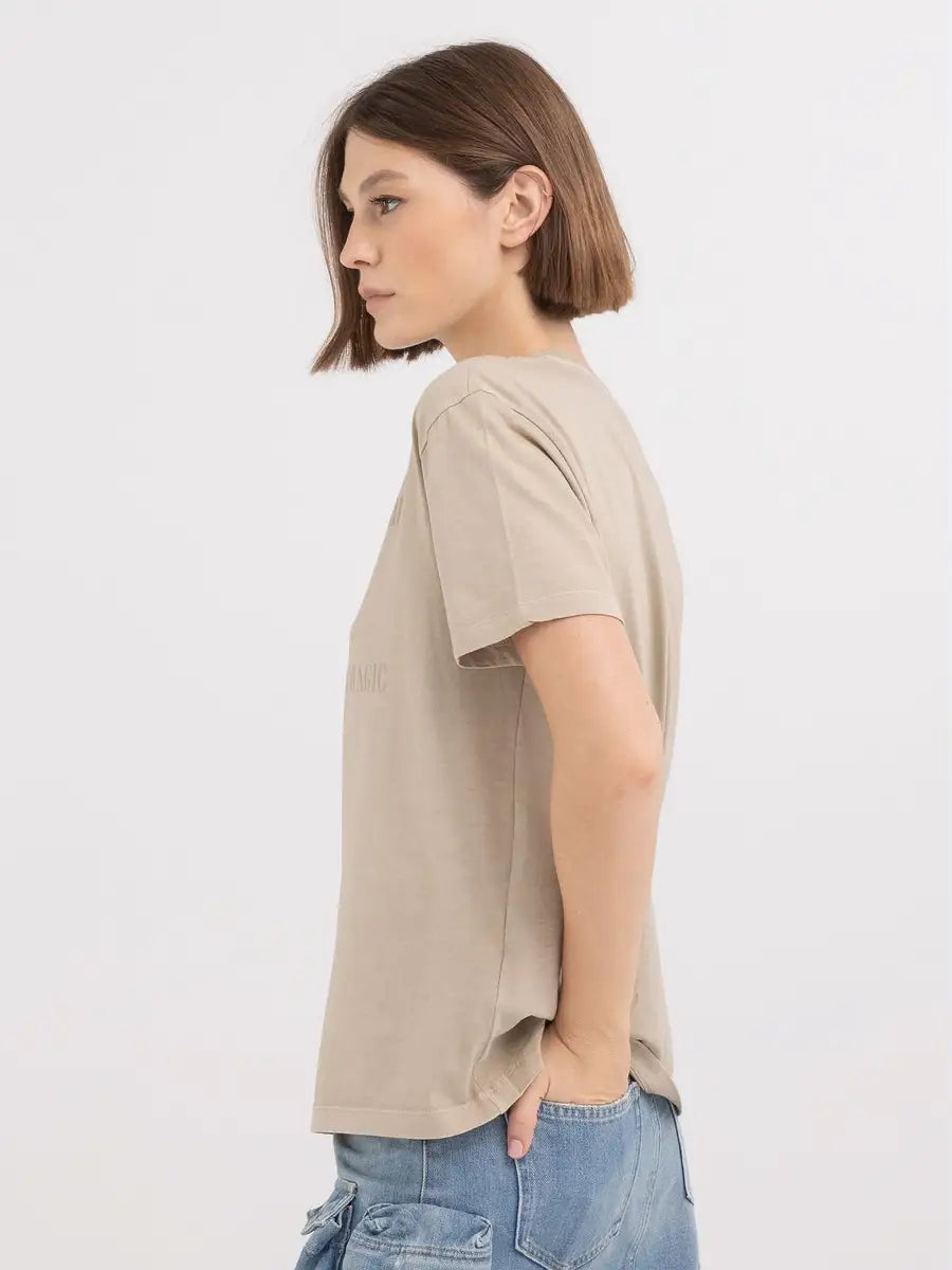 REPLAY DÁMSKÉ ŽERZEJOVÉ TRIČKO S NÁPISEM Z FLITRŮ