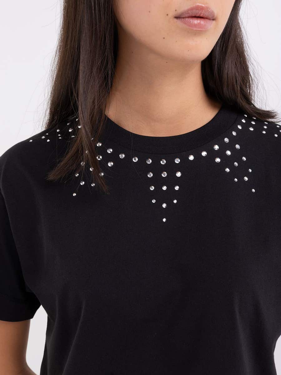 REPLAY DÁMSKÉ TRIČKO ROVNÉHO STŘIHU S KAMÍNKY