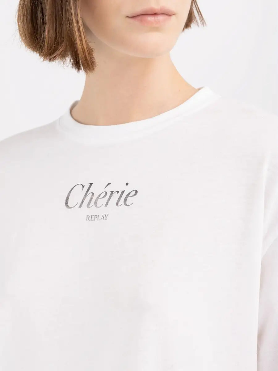 REPLAY ŽERZEJOVÉ TRIČKO S VÝSTRIHOM A POTLAČOM 